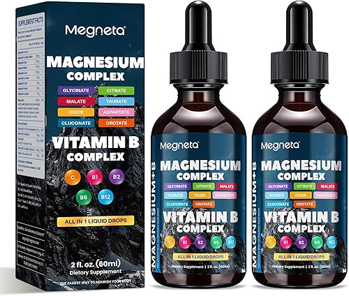 Miniatura 5 de Complejo de magnesio + complejo B – glicinato, citrato, malato, B1 B2 B6 B12 y vitamina C – Apoyo nervioso y muscular – 2 onzas líquidas