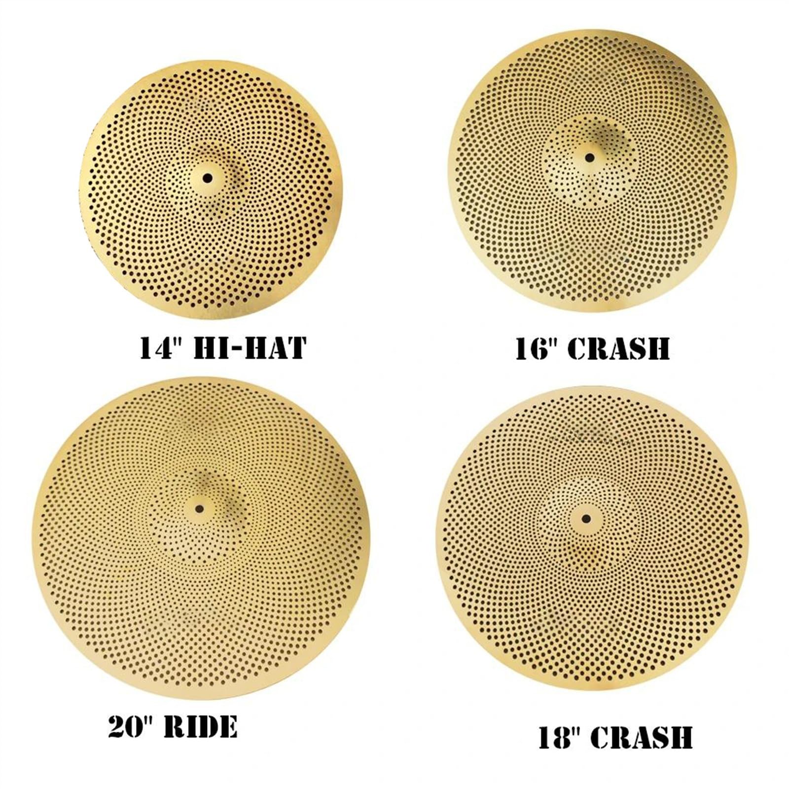Cymbales Professionnelles Ensemble De Cymbales Golden Mute, Charleston De 14 Pouces, Cymbale Crash De 16 Pouces, Cymbale Crash De 18 Pouces, Cymbale Ride De 20 Pouces Pour La Pratique