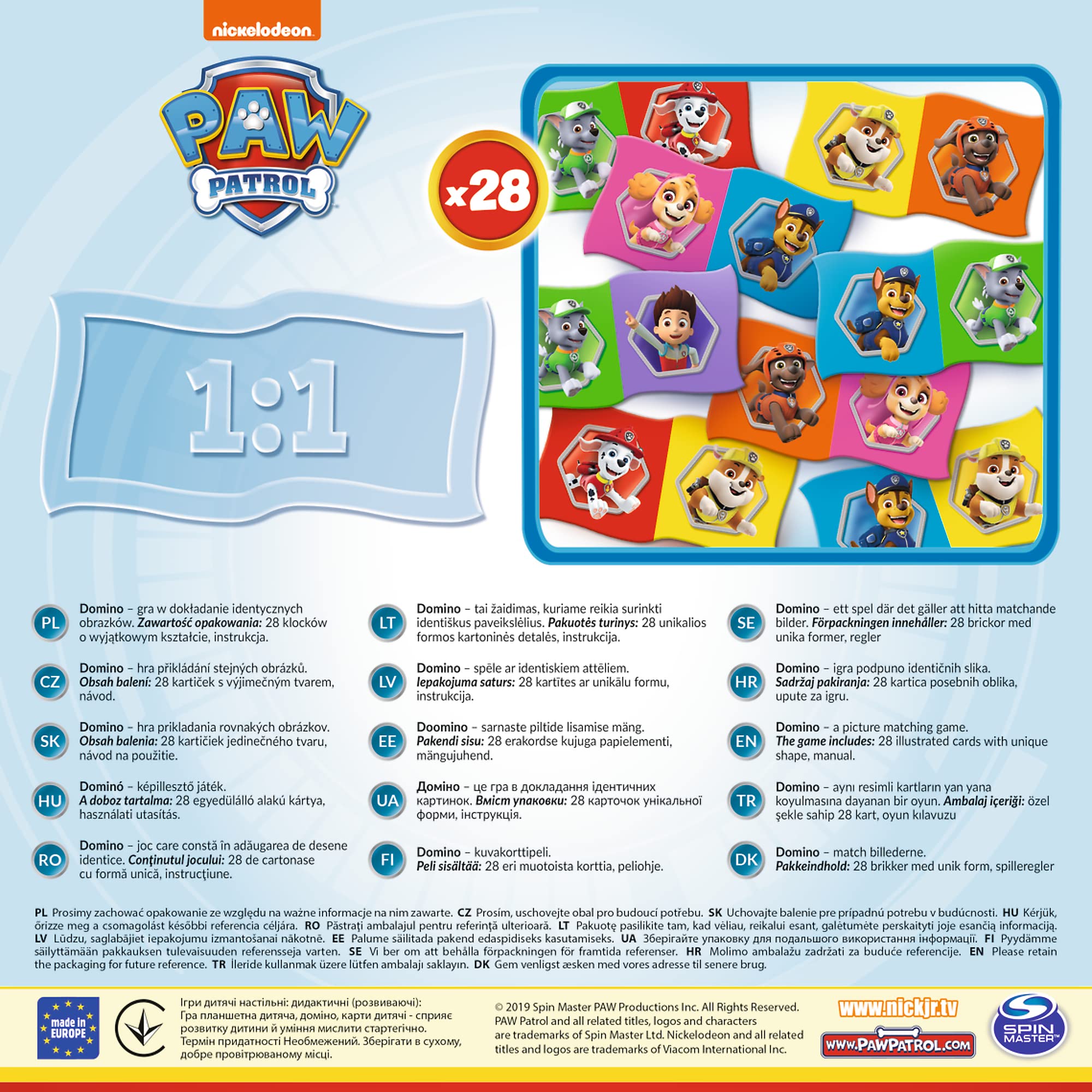 Trefl Domino Paw Patrol Rodzinna Gra Psi Patrol dla Dzieci od 3 lat