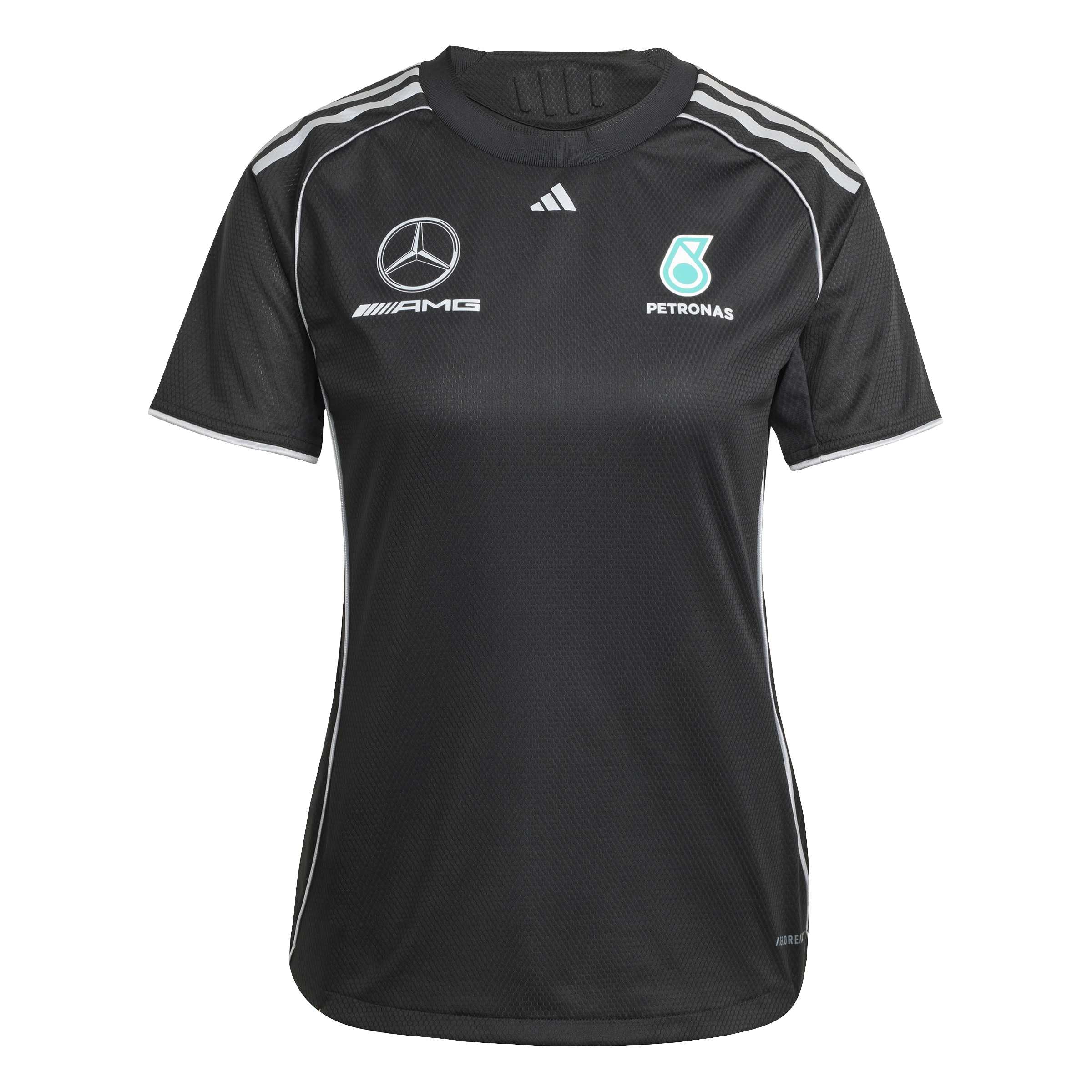 adidas Women's Mercedes - AMG Petronas Formula ONE Team Mechanics Jersey Women, Black/Reflective Silver, XXS