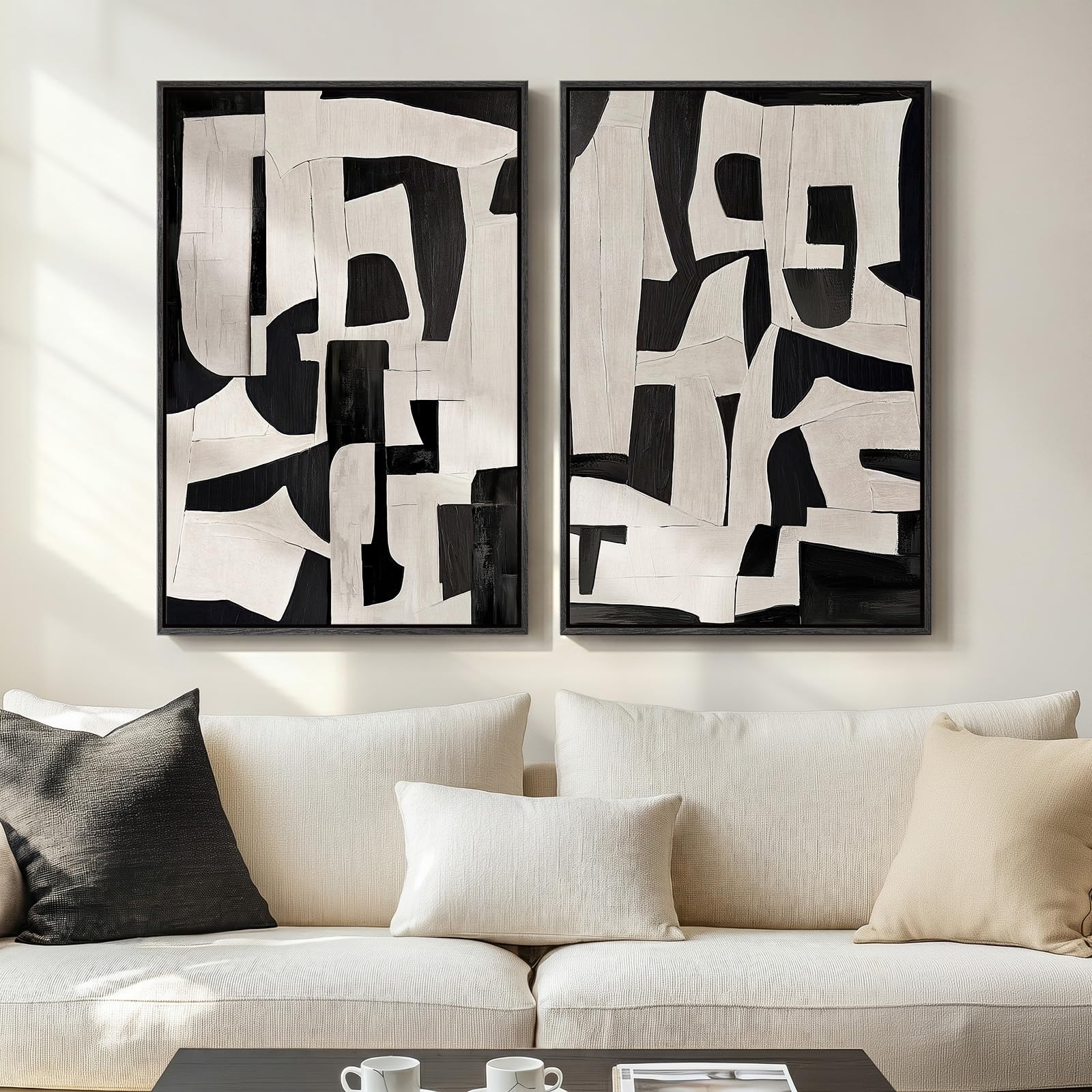 Cuspin Large Framed Black and White Abstract Wall Art