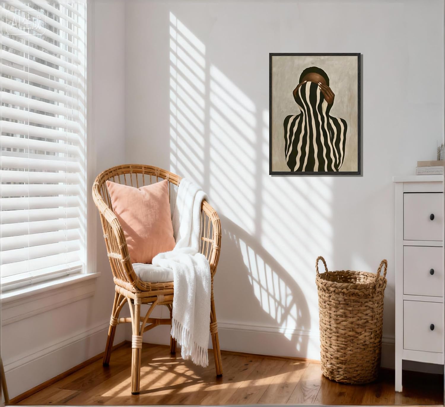 Black Woman Canvas Wall Art African American Picture Wall Decor Fashion Minimalist Poster Print Artwork for Living Room Bedroom Office Home Decoration Black Framed