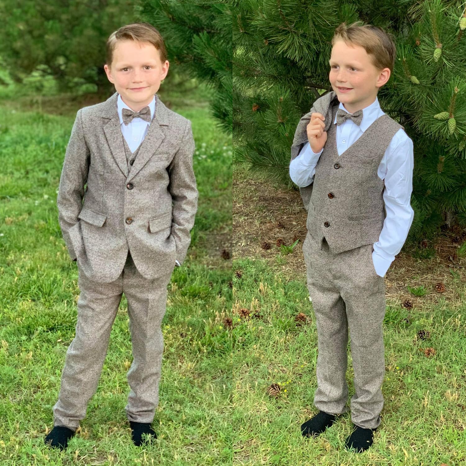 PLWEDDING Boy's - Set di 5 tute formali per bambini, slim fit, per matrimoni