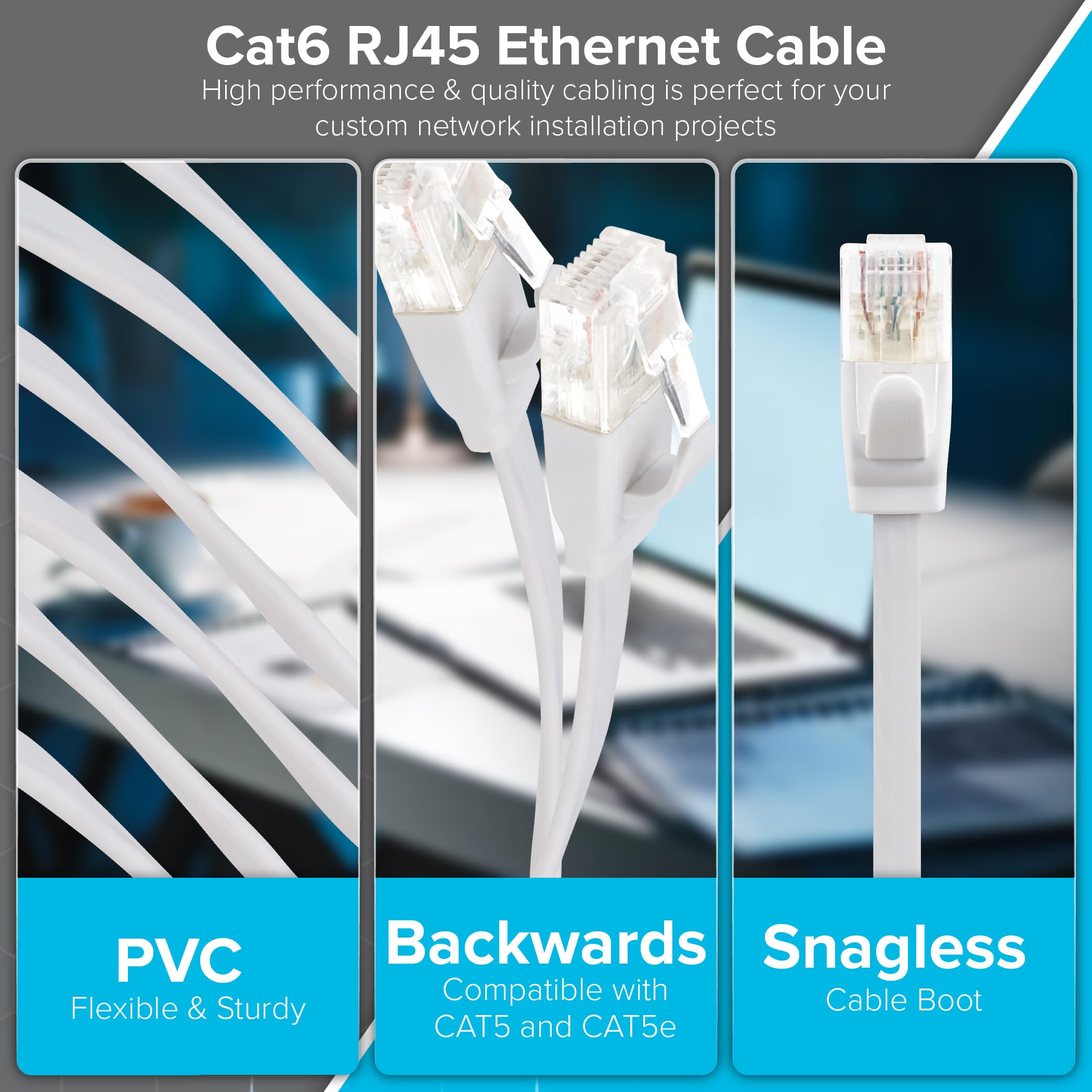 Maplin Kabel Ethernet 5 m, biały, płaski kabel sieciowy CAT6 Gigabit UTP LAN, RJ45, szybki 10 Gb/s, kompatybilny z laptopem, komputerem, CCTV, PS4/5, Xbox, przełącznikiem, modemem, routerem, Smart TV,