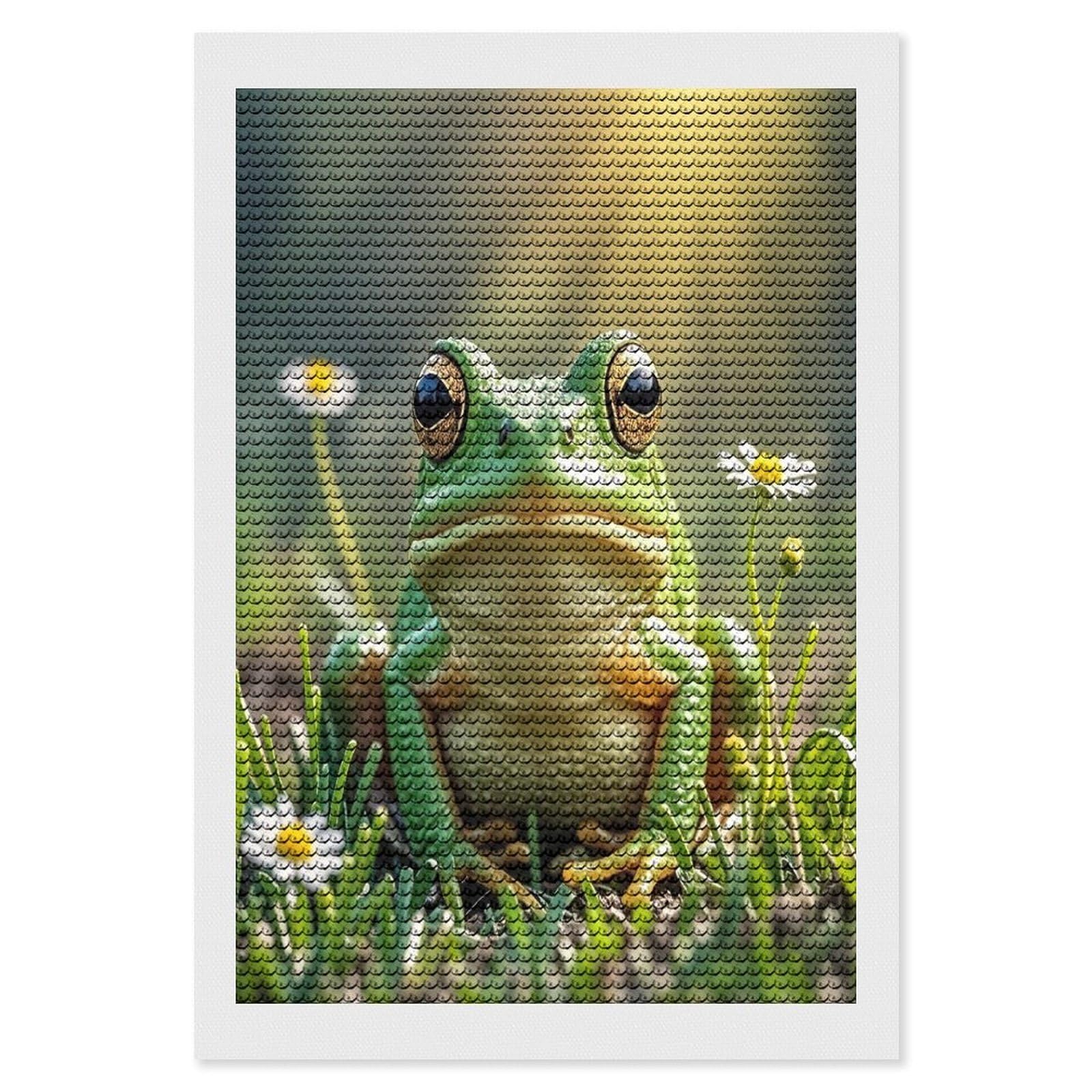 FekiLoot Cute Frog Diamond Painting Kits for Adults Full Round Drill Diamond Art Kits for Beginners 5D DIY Diamond Dots Paintings Diamonds Pictures Gem Art Home Wall Decor 8"x12"