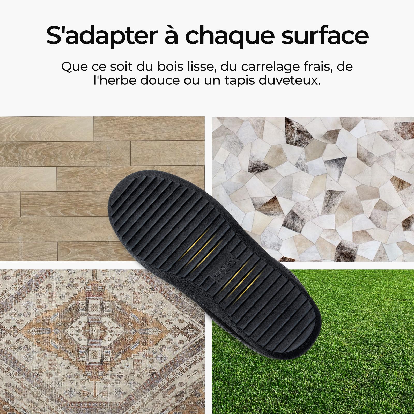 MERRIMAC Pantoufles classiques confortables en mousse à mémoire de forme pour homme