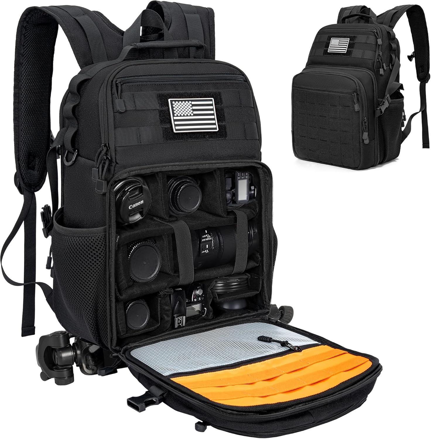 Drone Backpack for DJI Mavic Pro/Mavic Pro Platinum Waterproof Camera Backpack for Nikon Canon Sony DSLR SLR Mirrorless with 15.6'' Laptop Compartment & Tripod Holder, Black