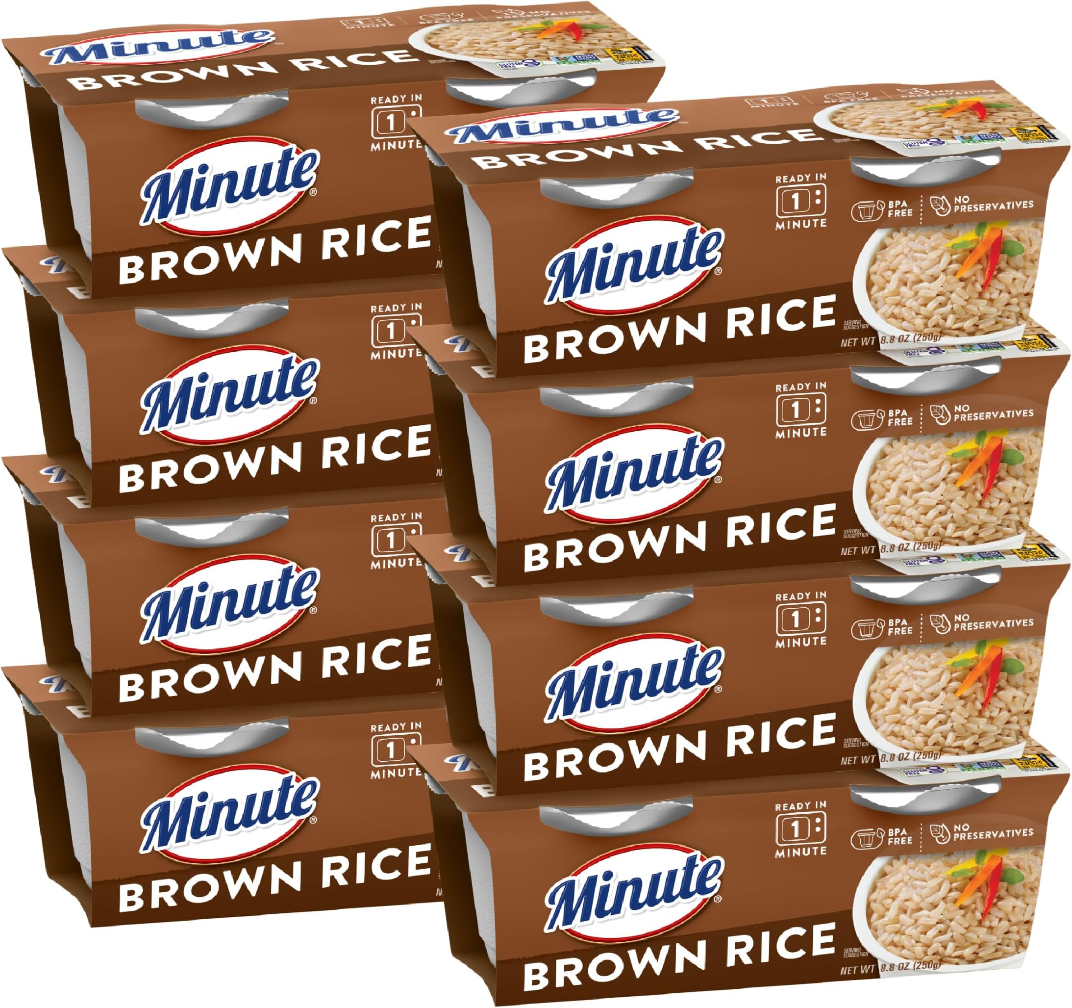 Ready-to-Serve Brown Rice, Microwavable Rice Cups, 8.8-Ounce Cups (Pack of 8)