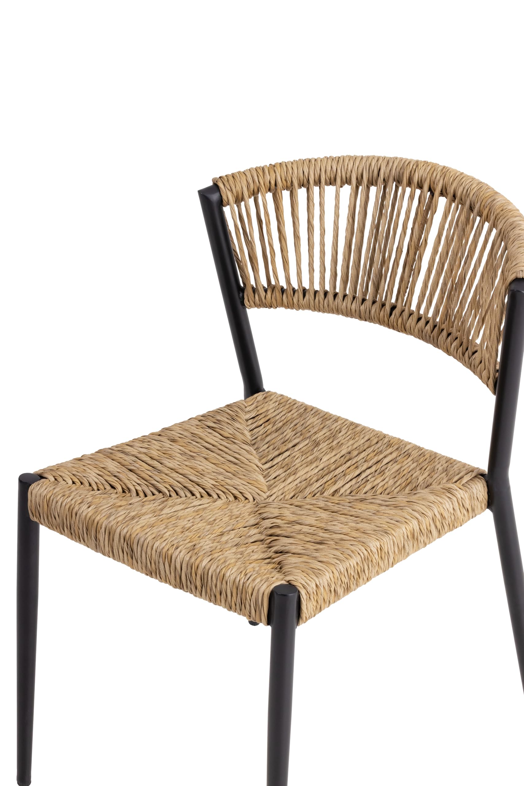 METRO Professional Chaise de Terrasse Lario, Rotin PE/Aluminium, 53 x 60 x 78 cm, Résistant aux intempéries, Empilable, Beige/Noire