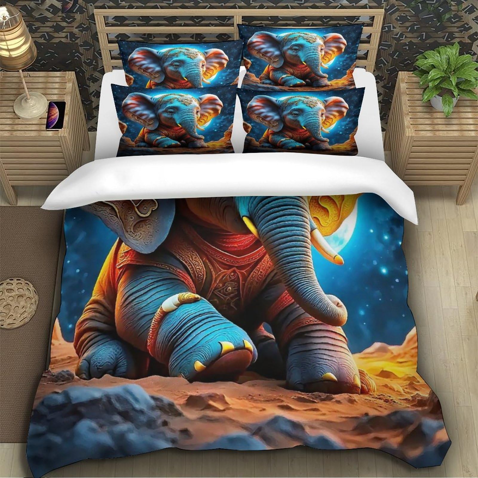 Housse de couette éléphant 3D finie la couette qui glisse avec le zip caché