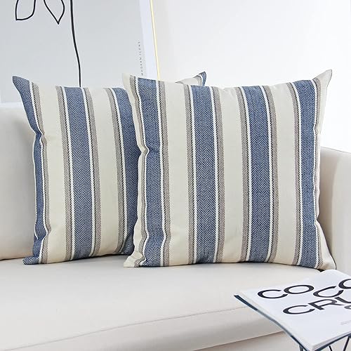 JOJUSIS Stripe Throw Pillow Covers Farmhouse Pillowcases Pack of 2