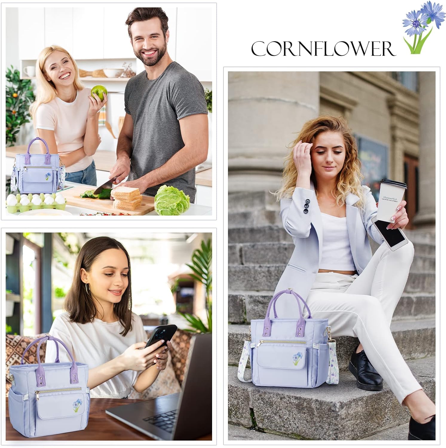 Hihealer Borsa da pranzo deluxe da donna con motivo floreale raro
