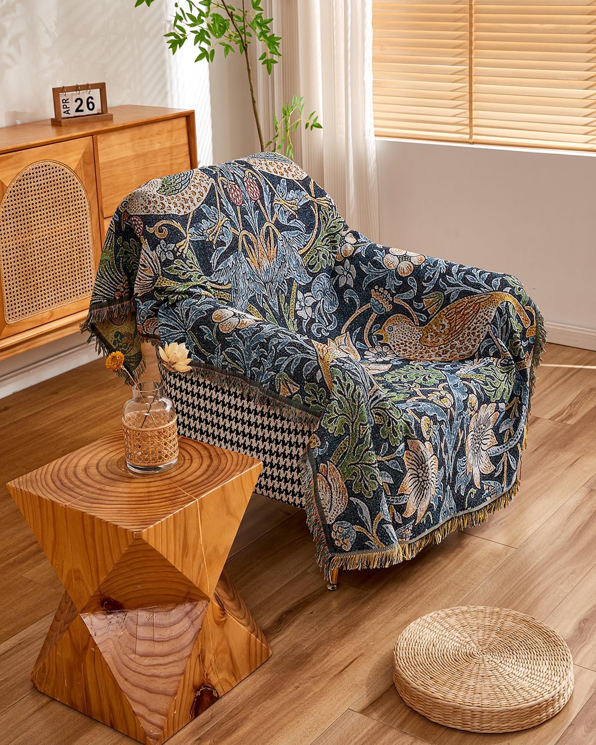 Erke Chair Recliner Cover Boho Throw Blanket Hippie Room Decor Wall Tapestry Outdoor Picnic Camping Rug Mattress Beach Towel Sofa Furniture Slipcover Bohemian 50”x70” The Bird and Strawberry - Image 4