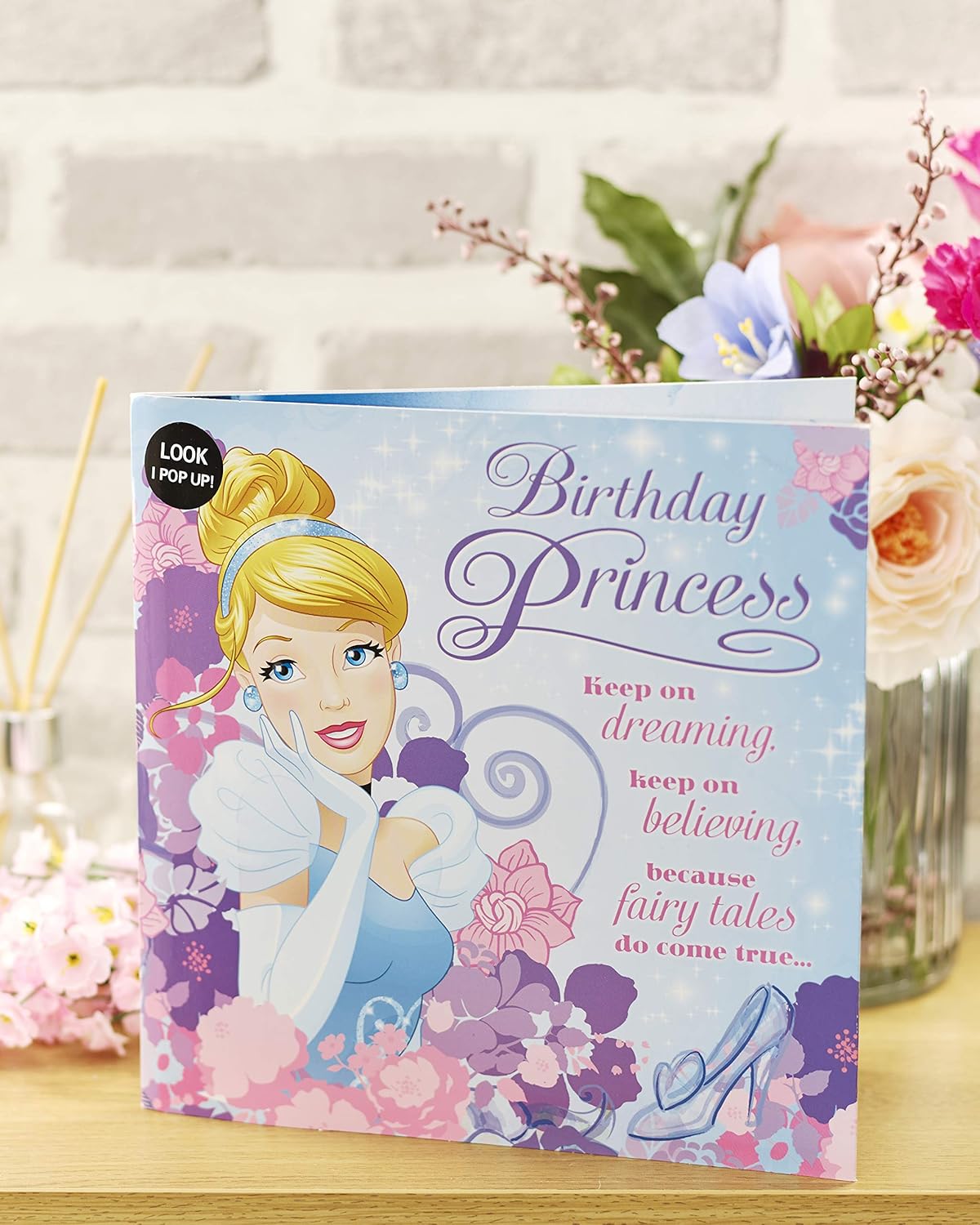 UK Greetings Kids Birthday Card Pop Up, Princess Cinderella Birthday Card, Pop Up 3D Card, Sound Card, Ideal Gift Card for Kids - Disney