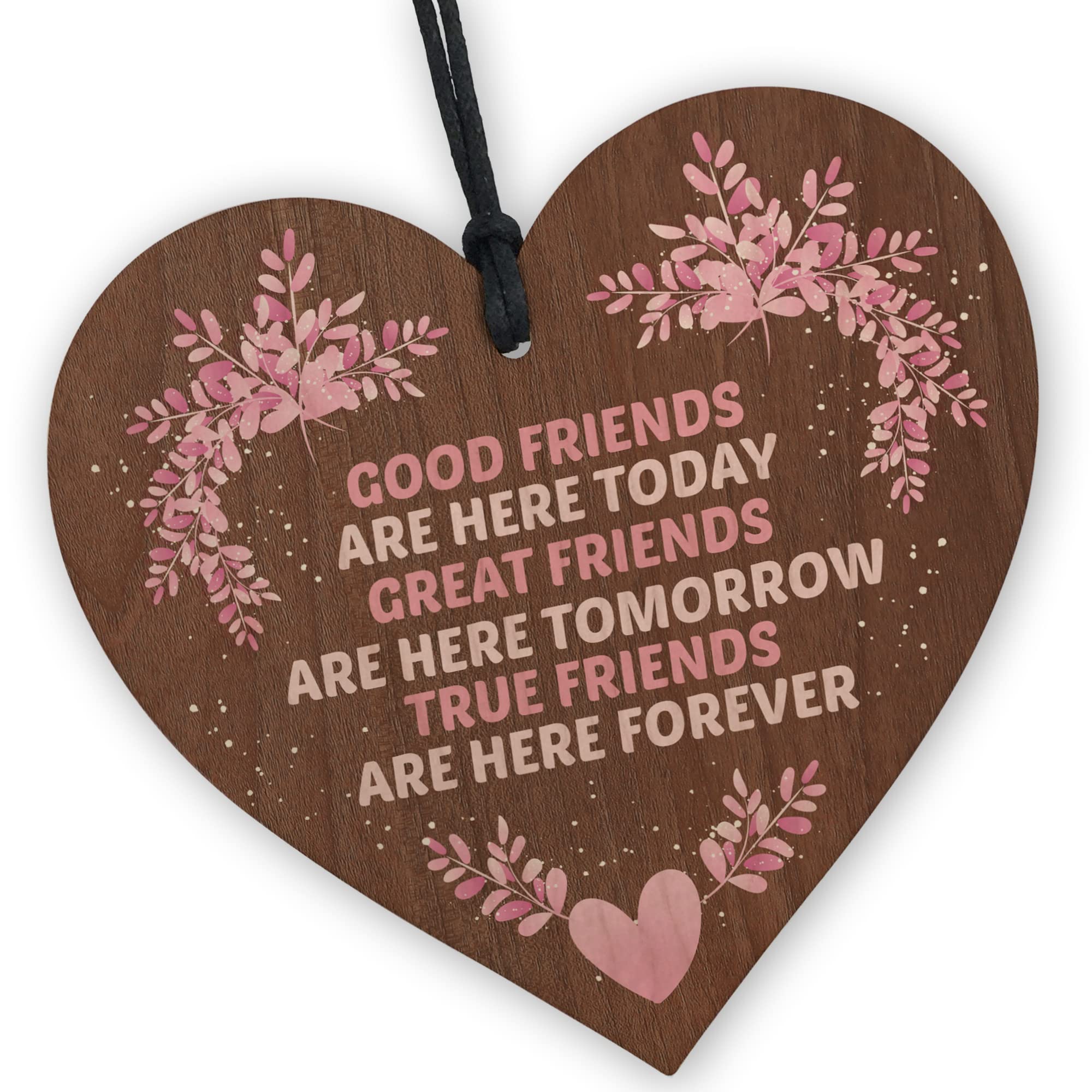 Red Ocean True Friends Wooden Heart - Handcrafted Keepsake for Special Bond | Heartfelt Friendship Gift | Beautiful Home Decor Accent