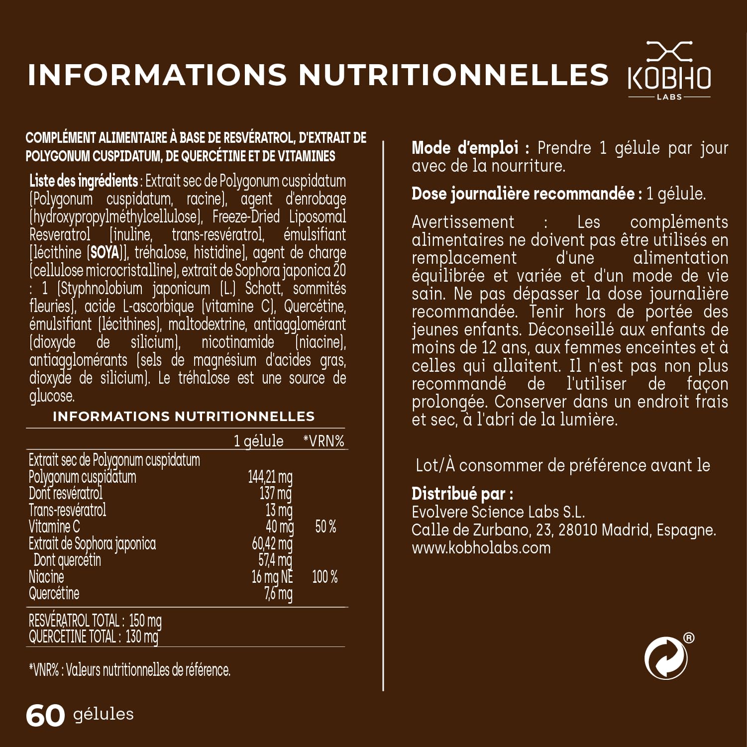 Trans Resvératrol Quercetine + Nicotinamide précurseur du NAD, Vitamine C, Antioxydant, Support à la Gestion du Poids et Favorise une Peau Jeune