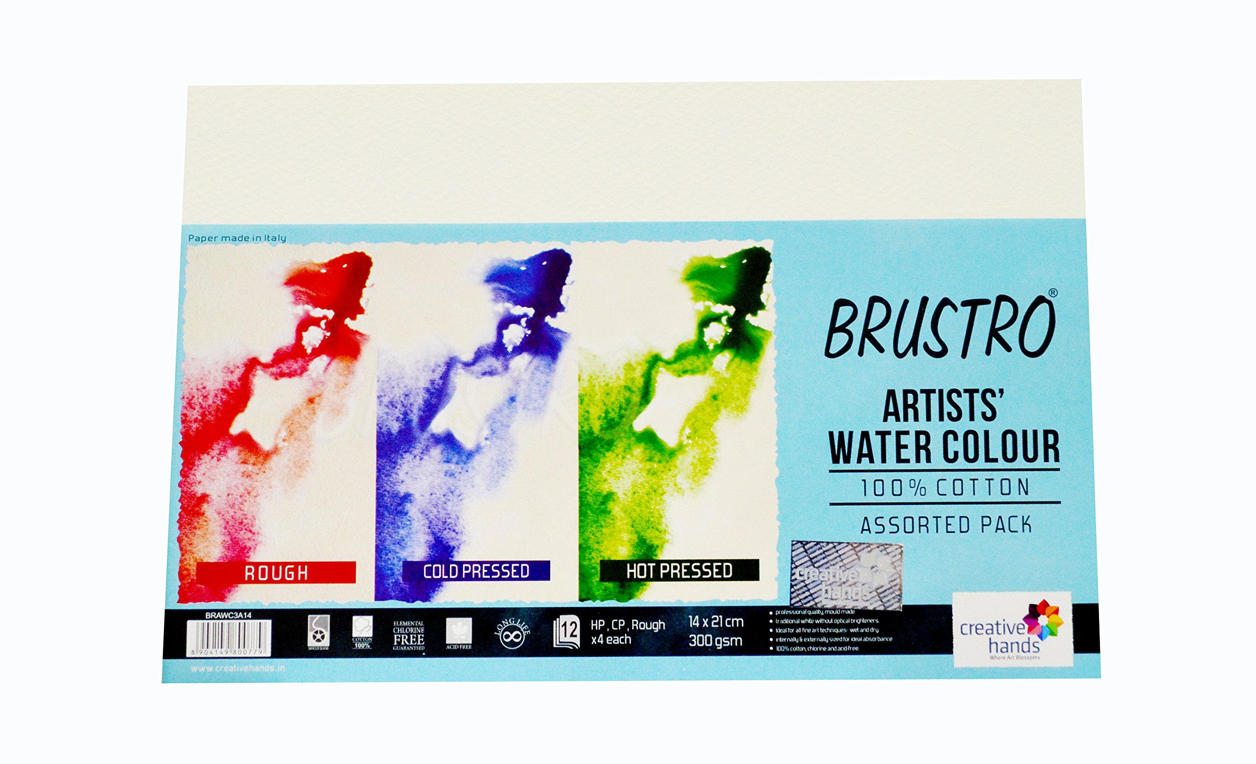 Brustro 100% Cotton Artists Watercolour Paper 300 GSM 14 X 21 cm (Assorted HP,CP,Rough) Pack of 12 + 3 Free Sheets (B01N9VLZIJ) Amazon Price History, Amazon Price Tracker