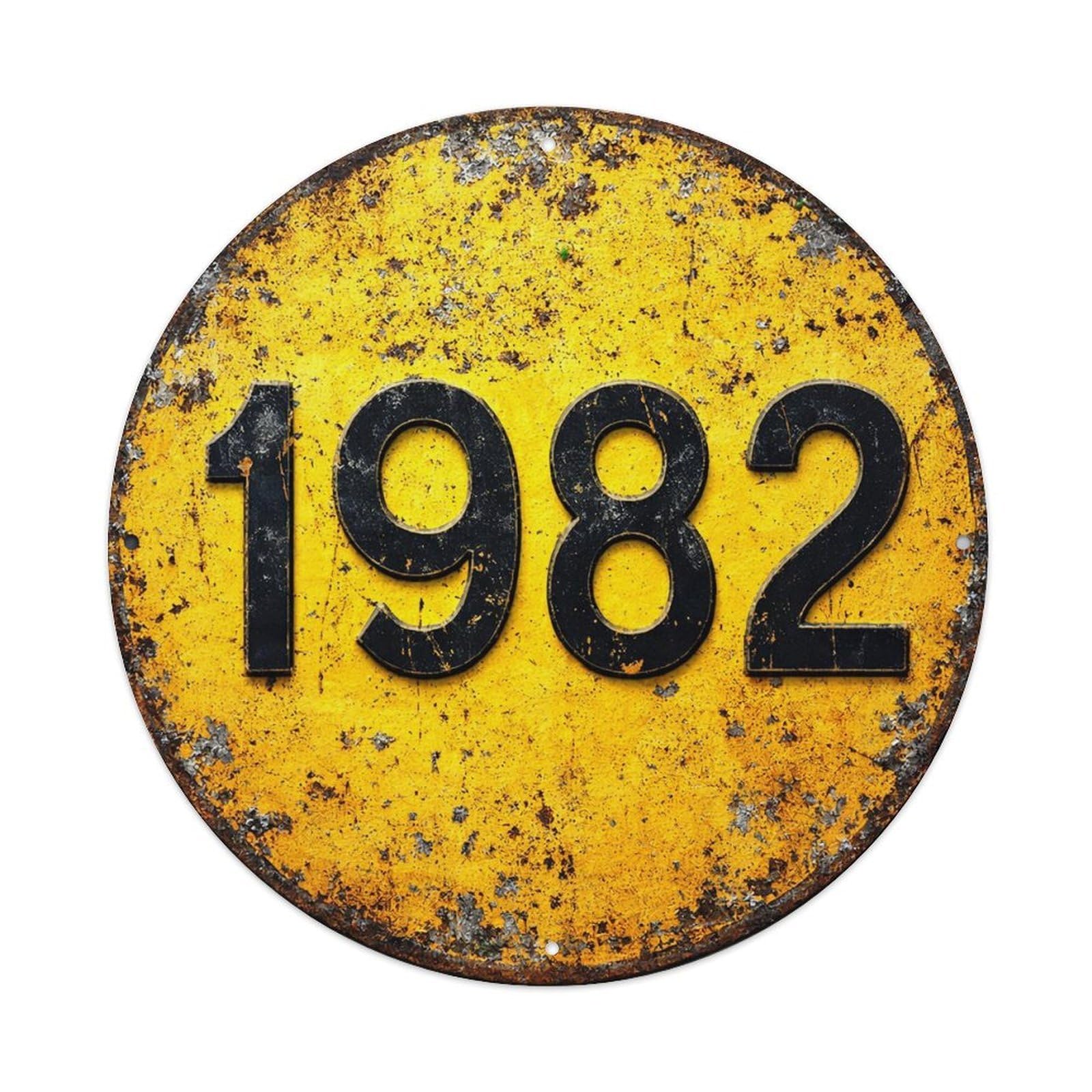Yellow Rusty Metal Sign Number Round Metal Tin Sign Vintage Wall Decor, Bar Garage Cafe Kitchen Home Wall Art Poster 8x8inches