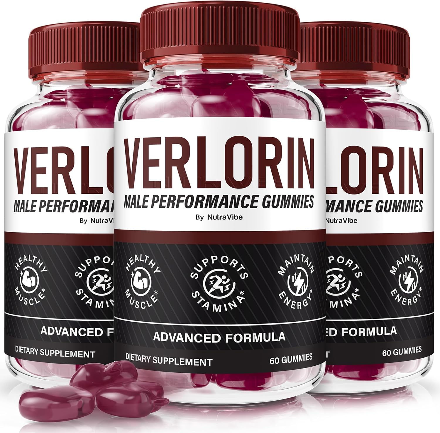 (3 Pack) Verlorin Gummies, Premium Energy & Power Support | Great-Tasting Gummy for Stamina & Overall Performance | Easy-to-Chew, Fast-Acting Formula & Non-Habit Forming Supplement (180 Gummies)