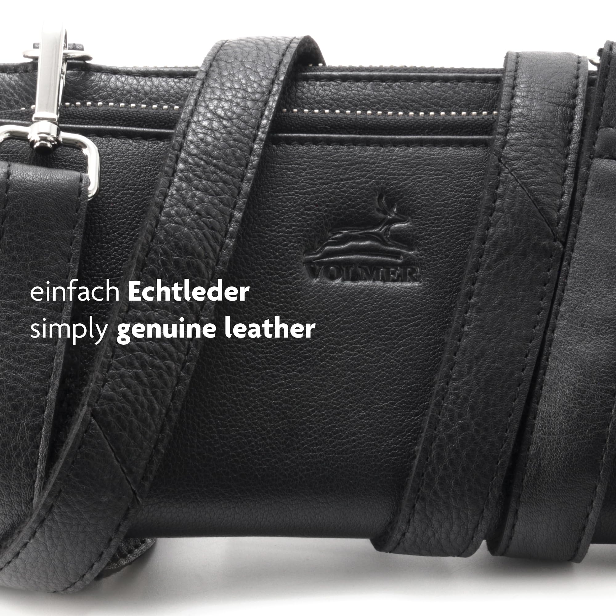 Fa.Volmer ® Damen Geldbörse aus Echtleder – mit Handyfach & RFID-Schutz – abnehmbarer Schulterriemen – Modell Verona