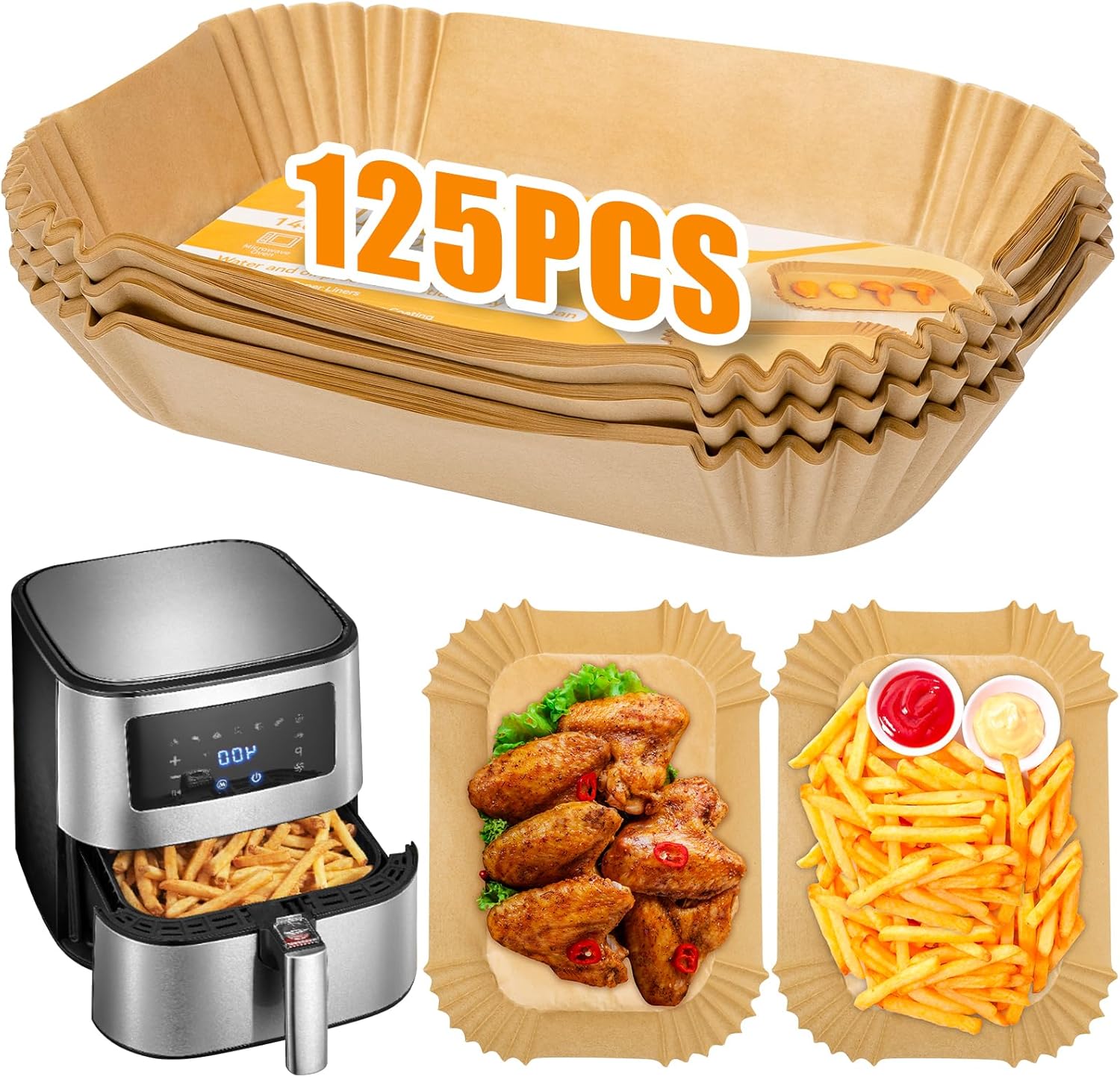 Air Fryer Liners, 125Pcs Air Fryer Disposable Paper Liners for Ninja ...