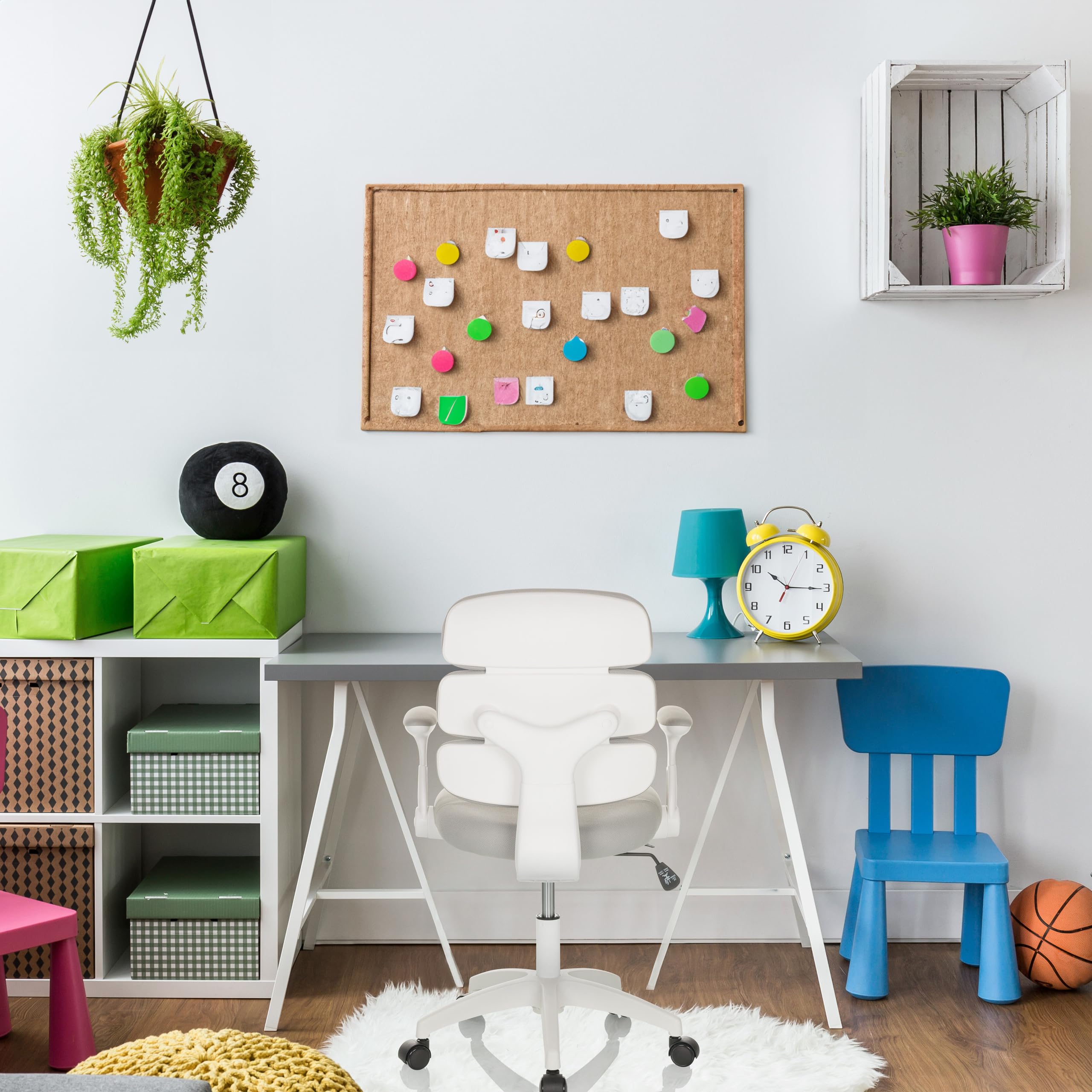 hjh OFFICE Silla de Escritorio Kid ERGOLINO W Silla giratoria Infantil con Respaldo ergonómico, Gris, 736428