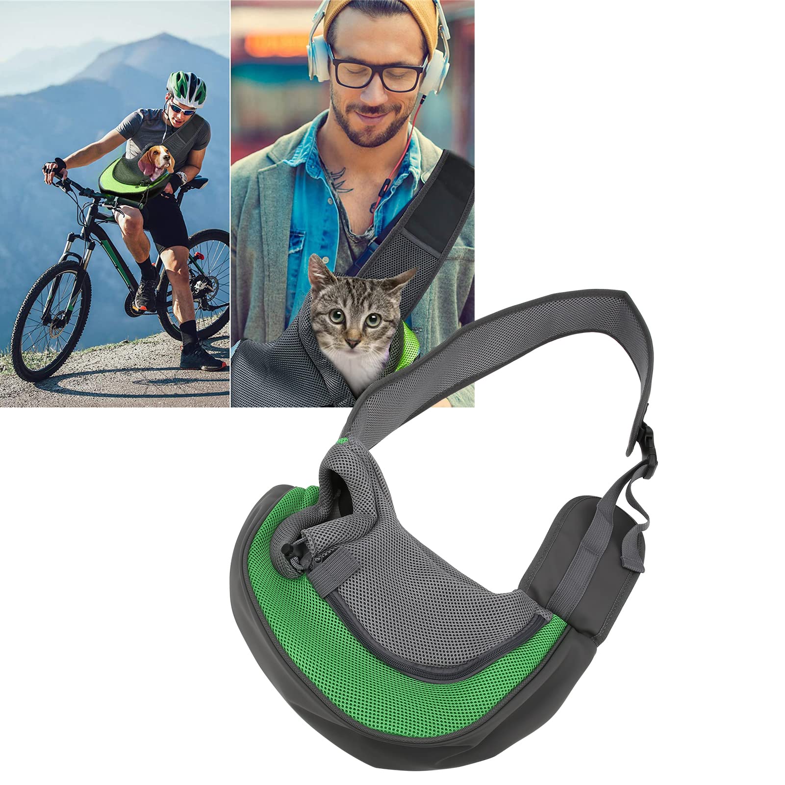 Natudeco Pet Carrier Bag Breathable Mesh Crossbody Satchels Dog Bag Safe Sling Bag Carrier with Adjustable Strap for Small Pets Outdoor Travel (S)