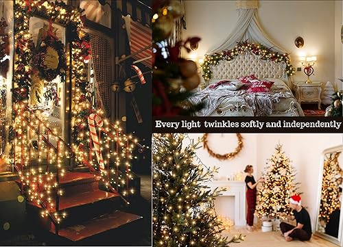 Miniatura 7 de Fairytale Lighting Guirnalda de luces parpadeantes mágicas 100 LED blanco cálido de 36 pies enchufable cable verde impermeable conectable