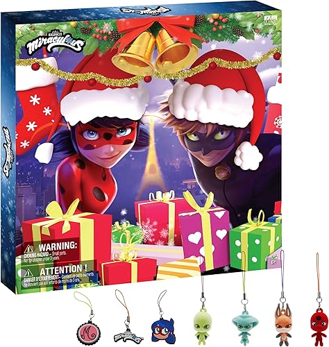 Miraculous Calendario de Adviento Kwami de Ladybug 24 días de Kwamis en miniatura y dijes de temporada Calendario de cuenta regresiva de Navidad