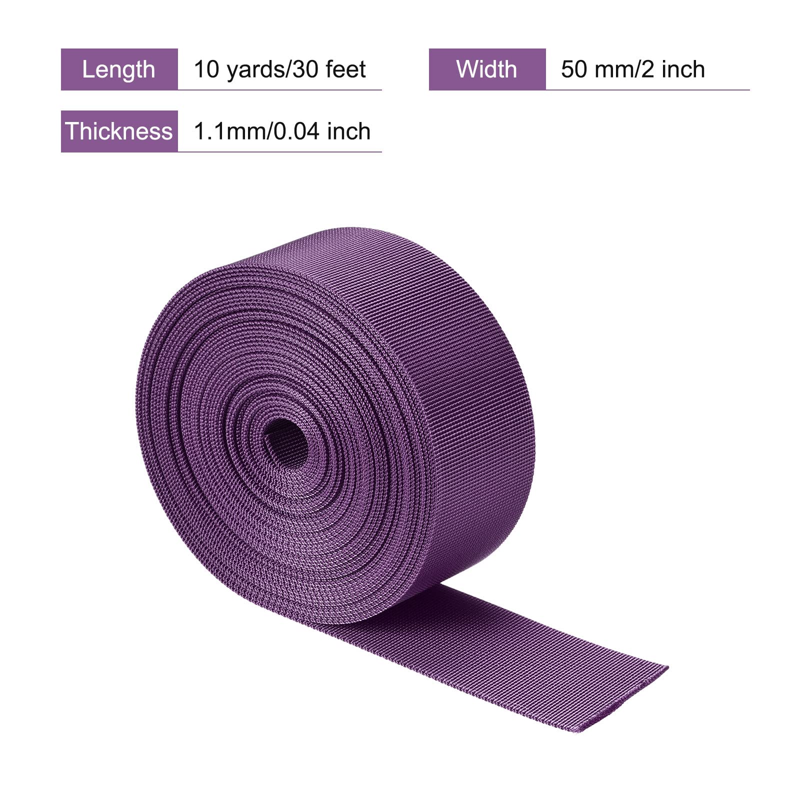 MECCANIXITY Flat Nylon Webbing Strap 2 Inch 10 Yards Light Purple for Backpack, Luggage-rack