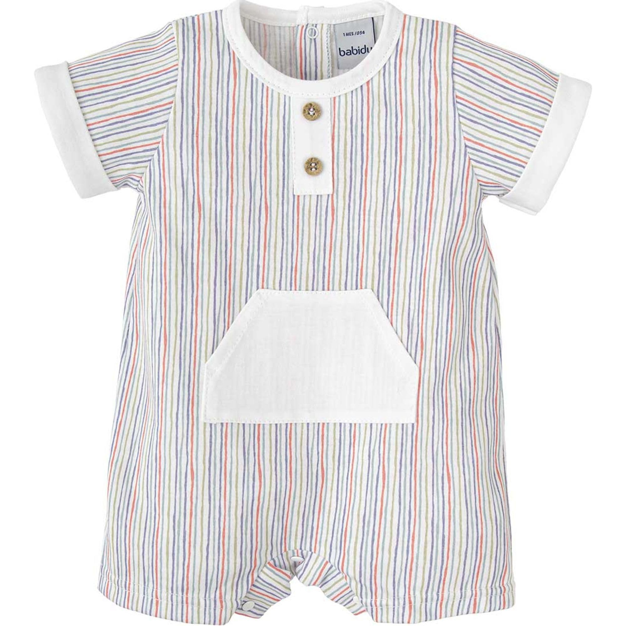 BABIDU Pelele Corto Luciérnaga de Rayas Multicolor Unisex bebé