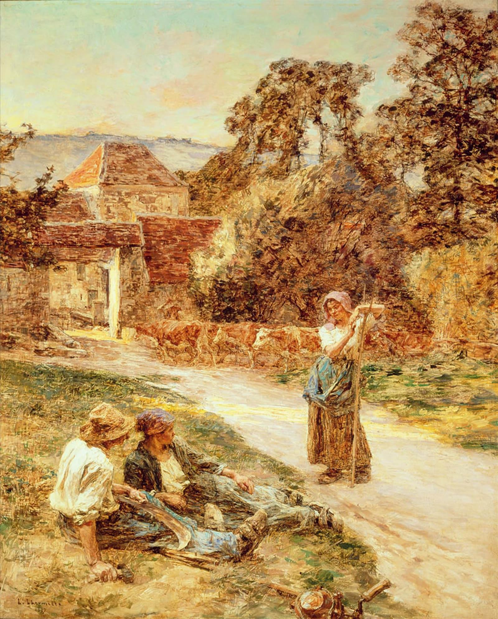 Coucher du soleil retour du bétail par Léon Augustin Lhermitte poster 60x90 - 5