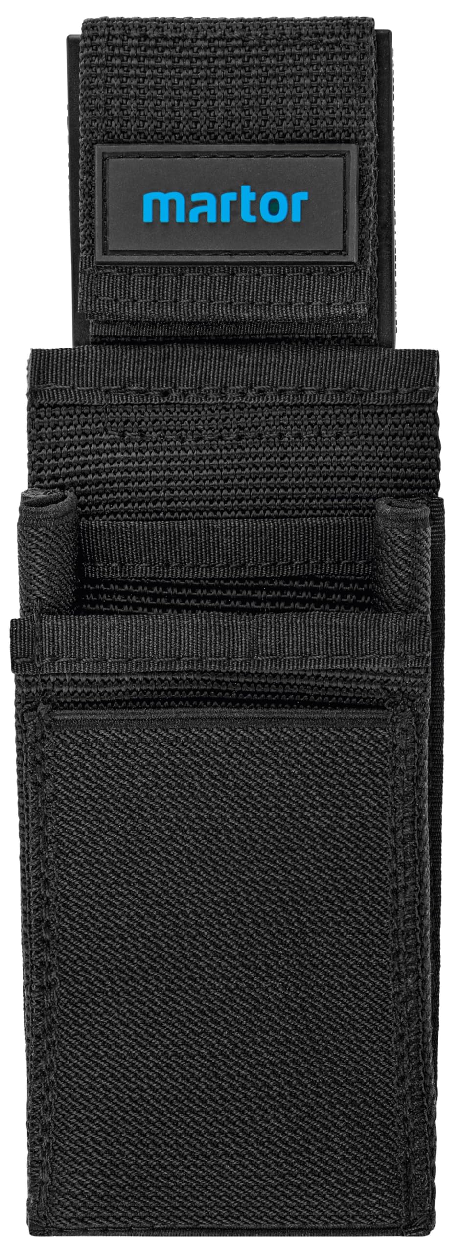 MARTOR Gürteltasche L Für Cuttermesser, Tasche mit 5 Fächern Für Sicherheitsmesser/Stift/Schere, mit Clip & Klettverschluss, Nylon, Schwarz