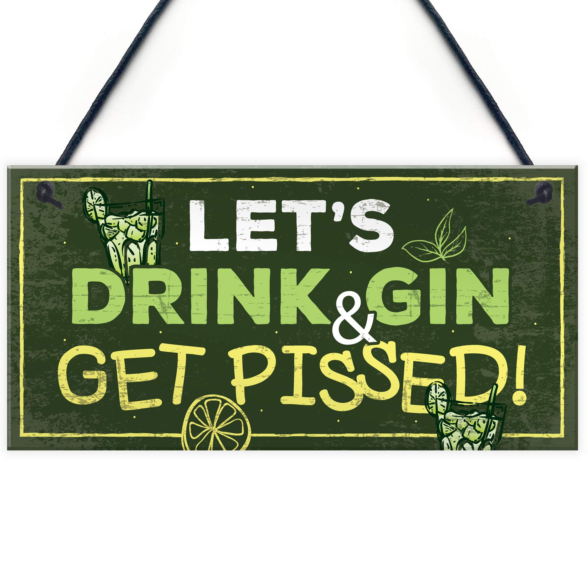 Red Ocean Funny Gin Sign Gift For Gin Lovers Alcohol Man Cave Plaque Home Bar Pub Hanging Gin & Tonic Sign