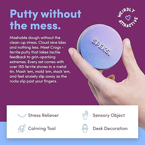Miniatura 39 de Speks Original Crags - Masilla de ferrita Más de 500 piedras de ferrita en una lata, juguete antiestrés para aliviar el estrés, juguete sensorial