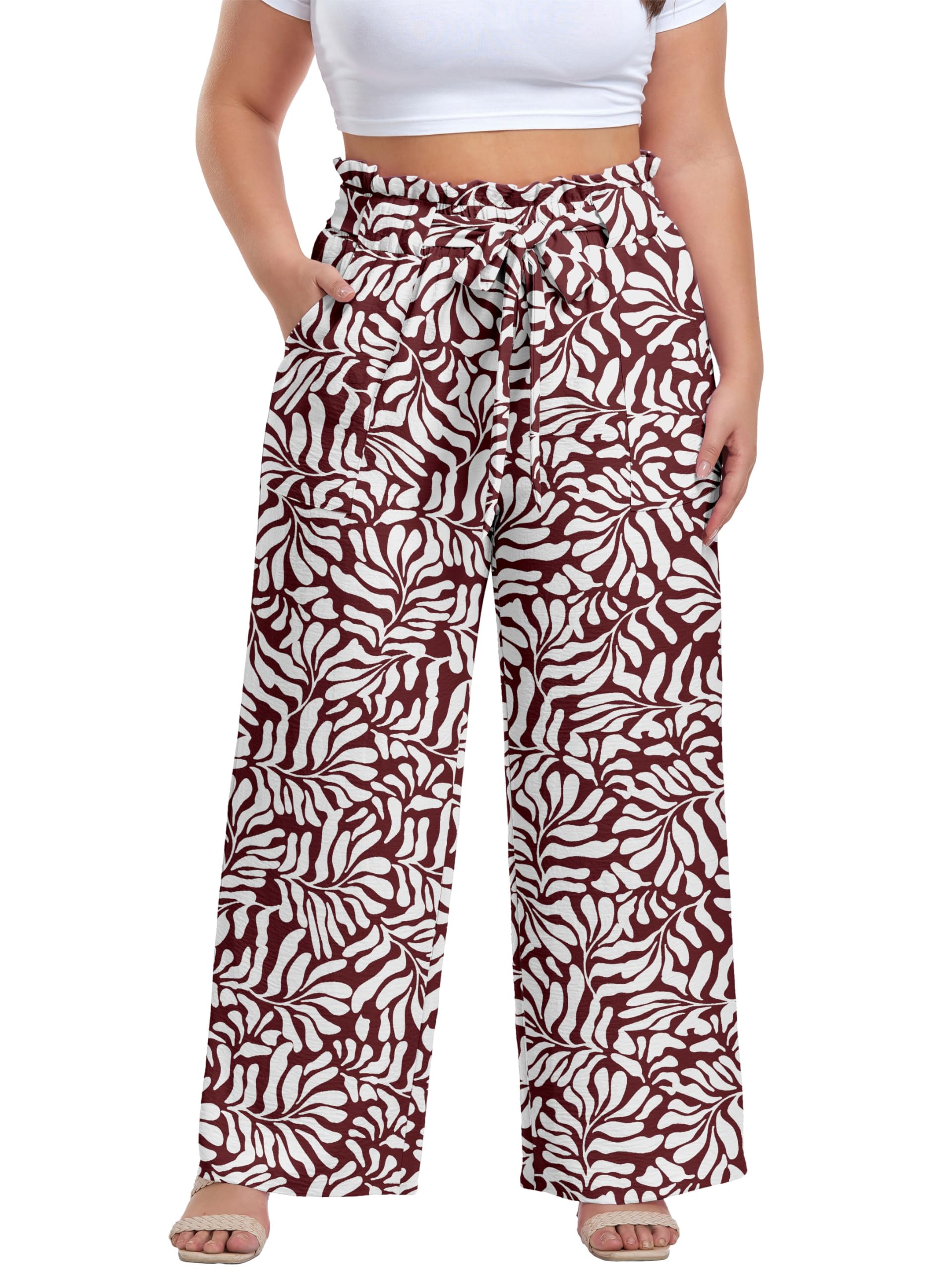OLRIK Plus Size Pants for Women High Waisted Wide Leg Casual Palazzo Pants