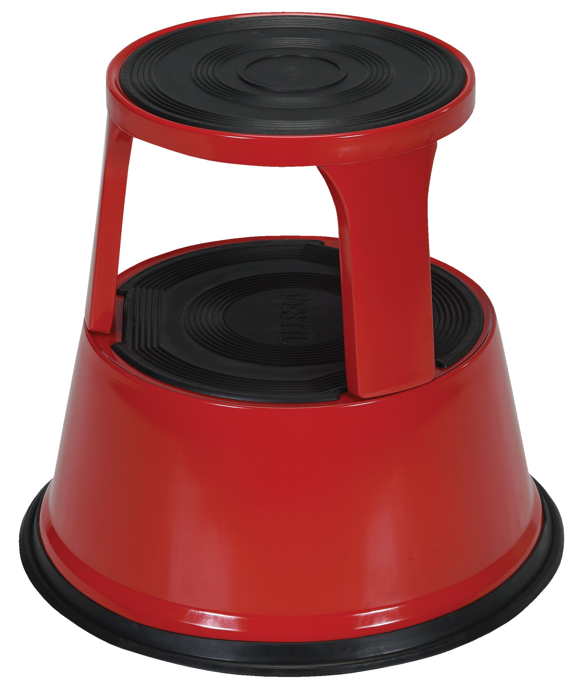 Vestil STEP-17-R Steel Rolling Step Stool with Powder Coat Finish, 17-1/8" Top Step Height, 500 lbs Capacity, Red