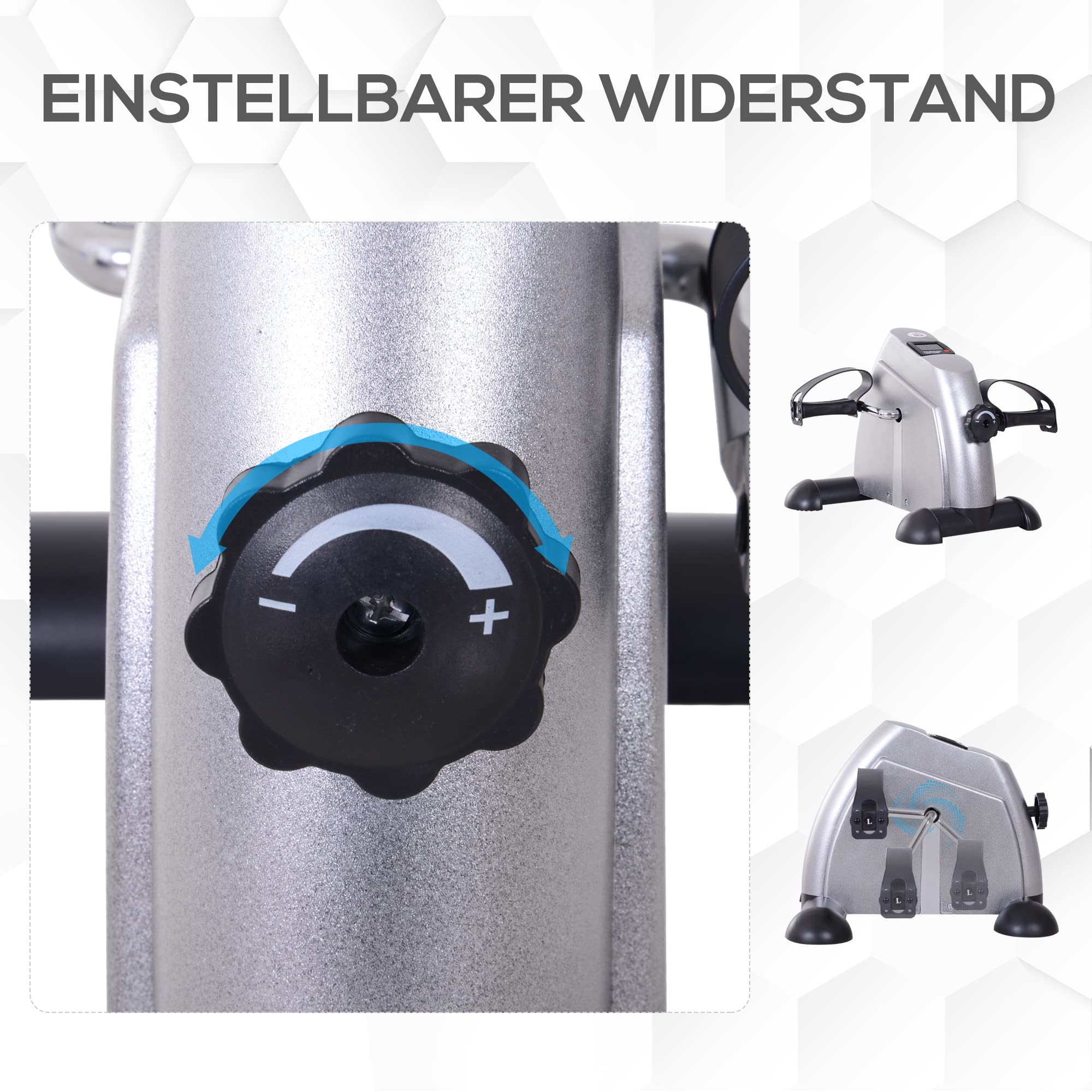 HOMCOM Mini Heimtrainer Arm-und Beintrainer Pedaltrainer für Senioren mit LCD-Display verstellbarer Widerstand Fitnessbike Hometrainer für Zuhause Heim Büro 35 x 40 x 31 cm