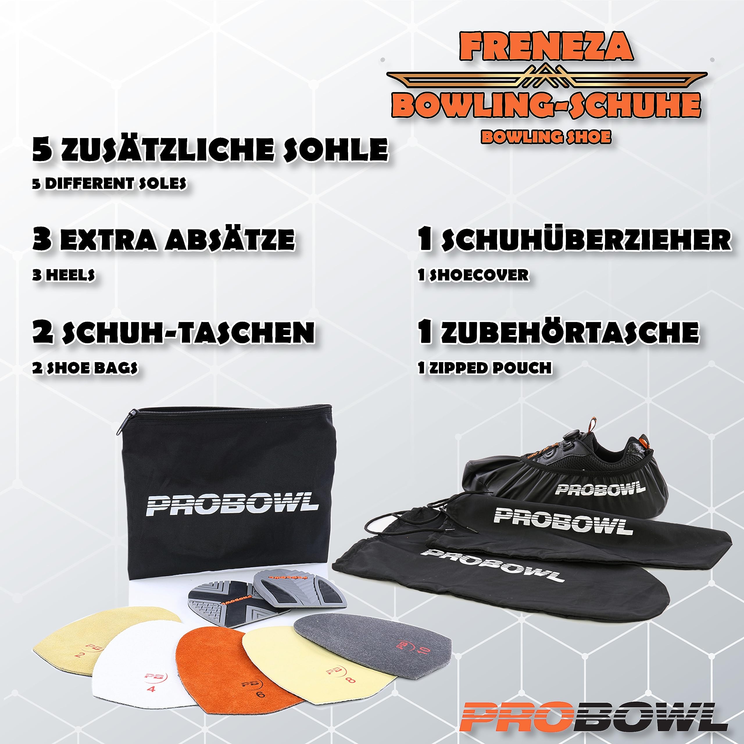 EMAX | Bowling-Schuhe Herren | Pro Bowl – Freneza | Männer Bowlingschuh mit Wechselsohle | Austauschbare Sohle und Hacke