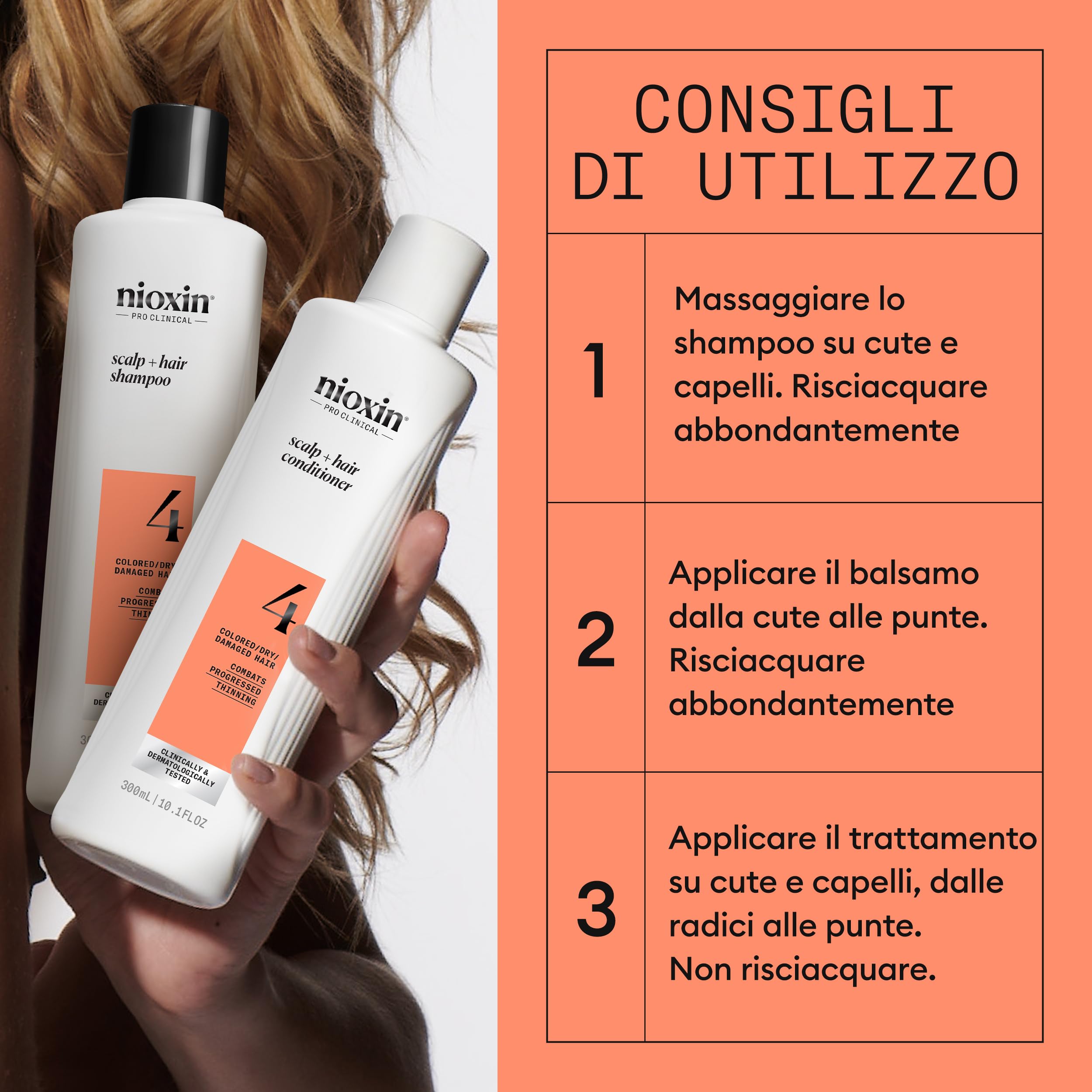 Nioxin Sistema 4 Shampoo Balsamo Trattamento Cute per Capelli Colorati Secchi Assottigliamento