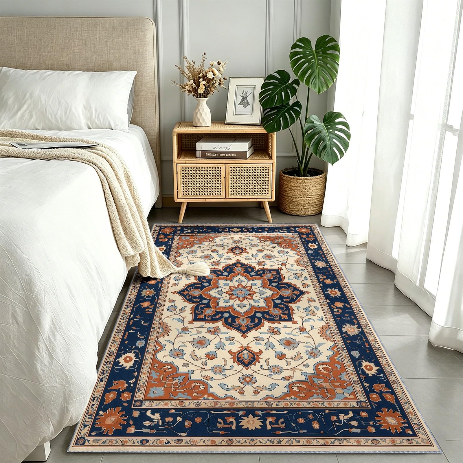 Moquette antidérapant beige et tapis de couloir doux pour entrée et chambre