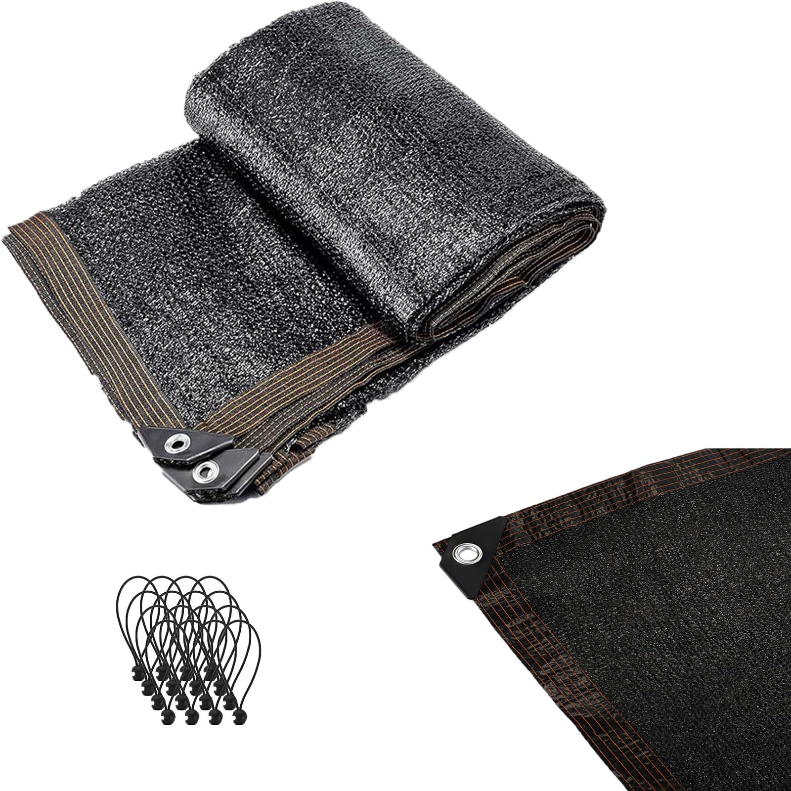 Lona de malla negra de 9 x 14 pies con ojales mejorados, cubierta de protección UV para invernaderos, jardines, patios, césped, graneros y protección de plantas