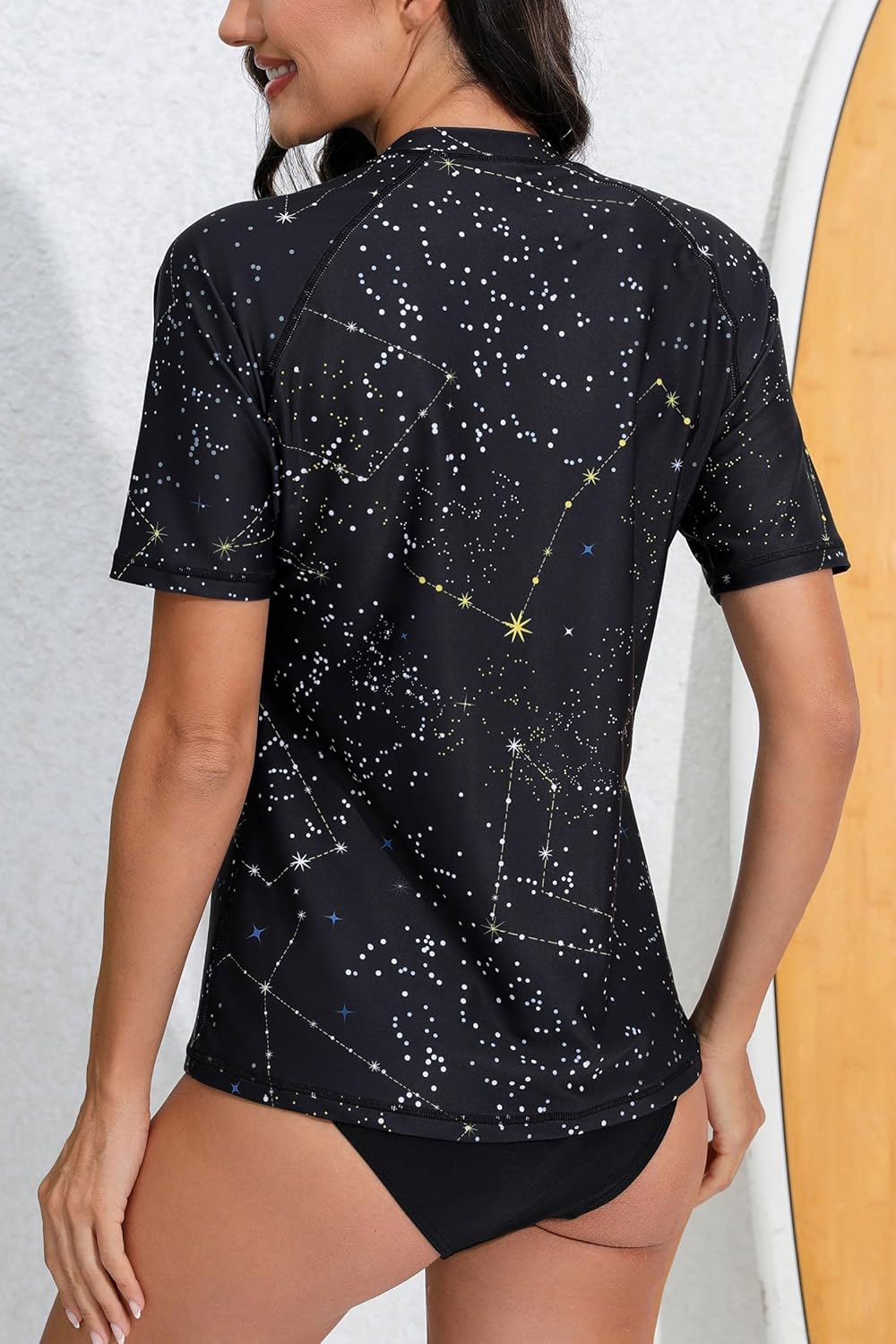 Halcurt Women's Short Sleeve Rash Guard Swimsuit Top with Built in Bra Swim Shirt UPF50+ Quick Dry Bathing Suit - Image 2