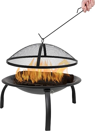 Miniatura 8 de Flash Furniture Chelton - Chimenea plegable de leña de 22.5 pulgadas con pantalla de chispas de malla y póquer