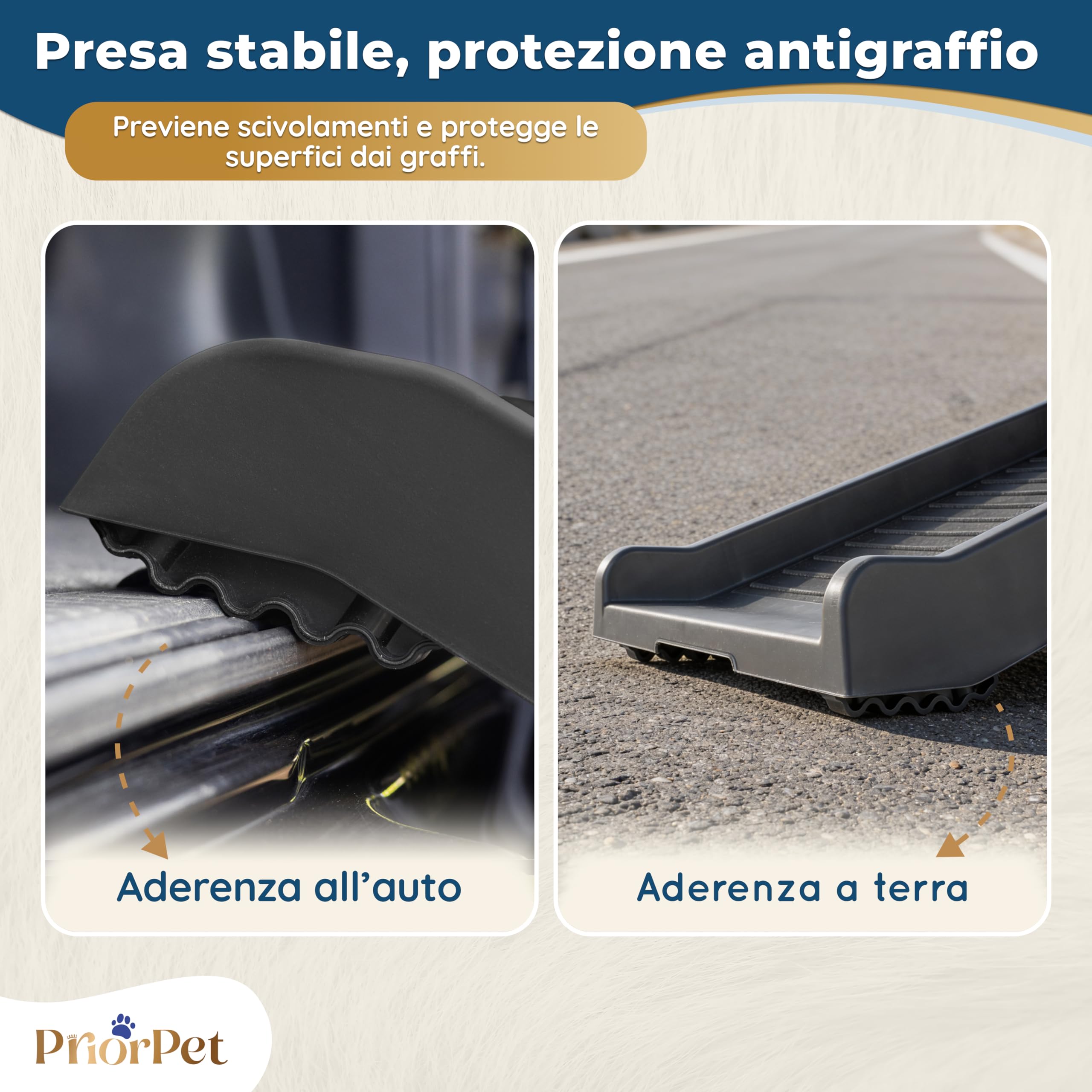 Rampa per Cani per Auto – STABILI – Rampa Antiscivolo in Gomma per Cani di Taglia Grande – 174 cm di Lunghezza & 38 cm di Larghezza – Scale per Cani Fino a 85 kg – Rampa Pieghevole per SUV – Nero