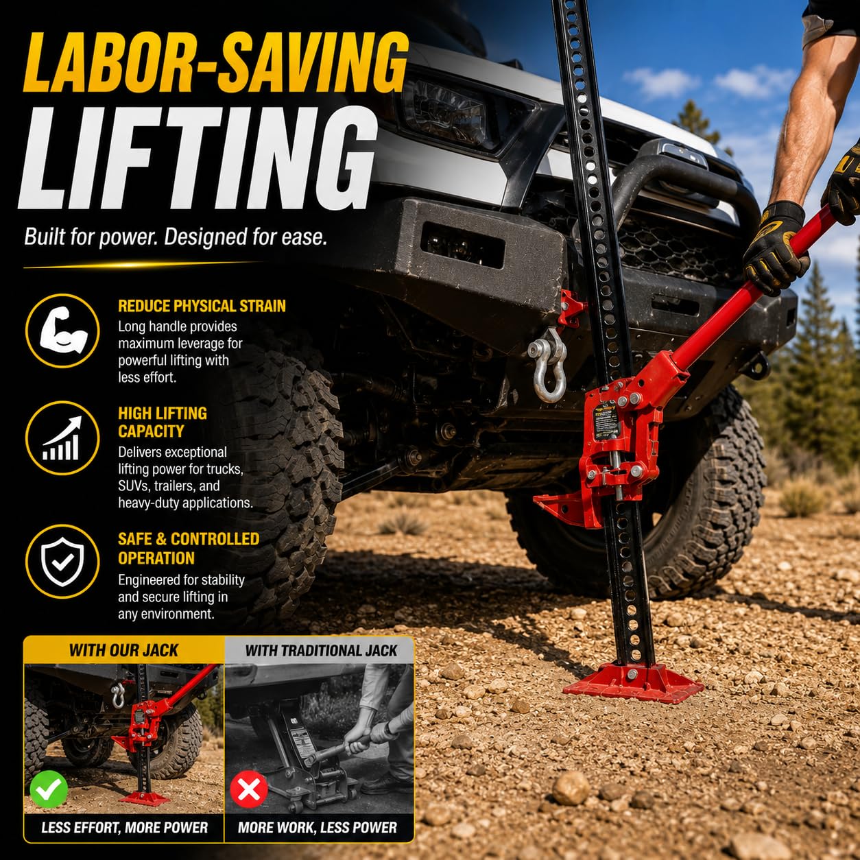 XtremepowerUS 3 Ton Farm Jack - Heavy Duty Lifting & Recovery -2