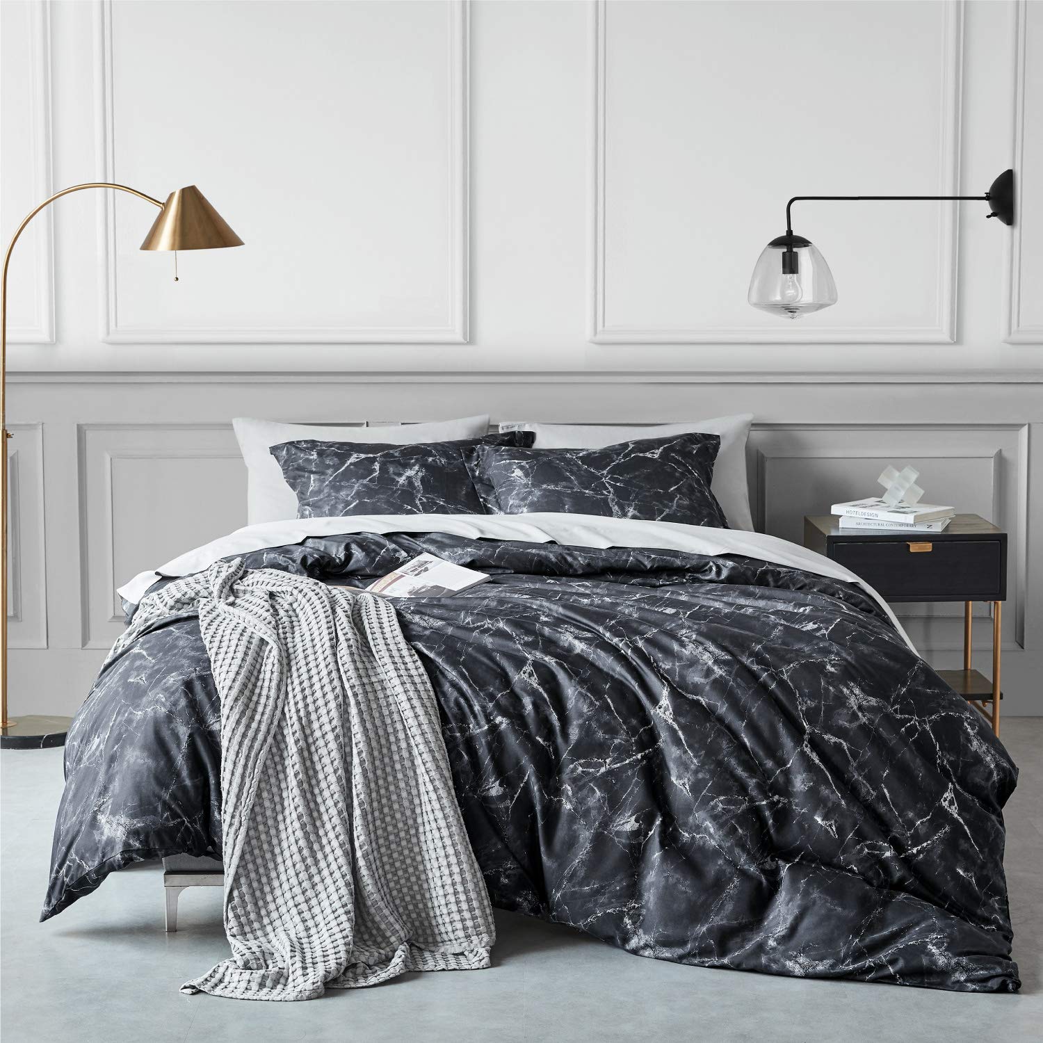 Bedsure Duvet Cover Set with Zipper Closure-Printed Marble Design,Twin (68x90 inches)-2 Pieces (1 Duvet Cover + 1 Pillow S...