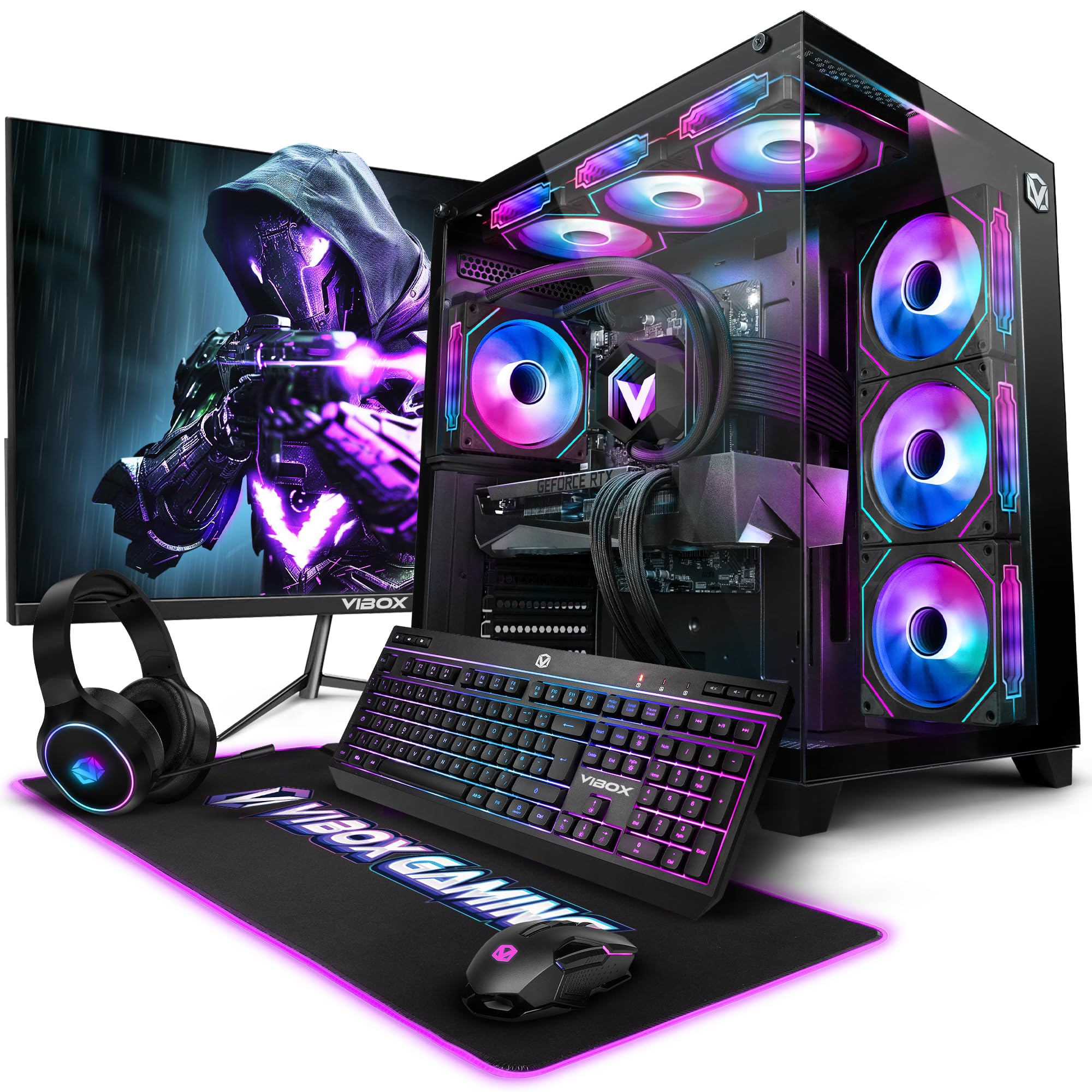 Vibox IX-539 Gaming PC Set Komplett • Monitor 27 Zoll • AMD Ryzen 7 9800X3D 8-Kern • Nvidia RTX 5080 16GB • 32GB RAM • 1TB NVMe SSD • Windows 11 • WLAN 6 + Bluetooth 5.4 • Noir