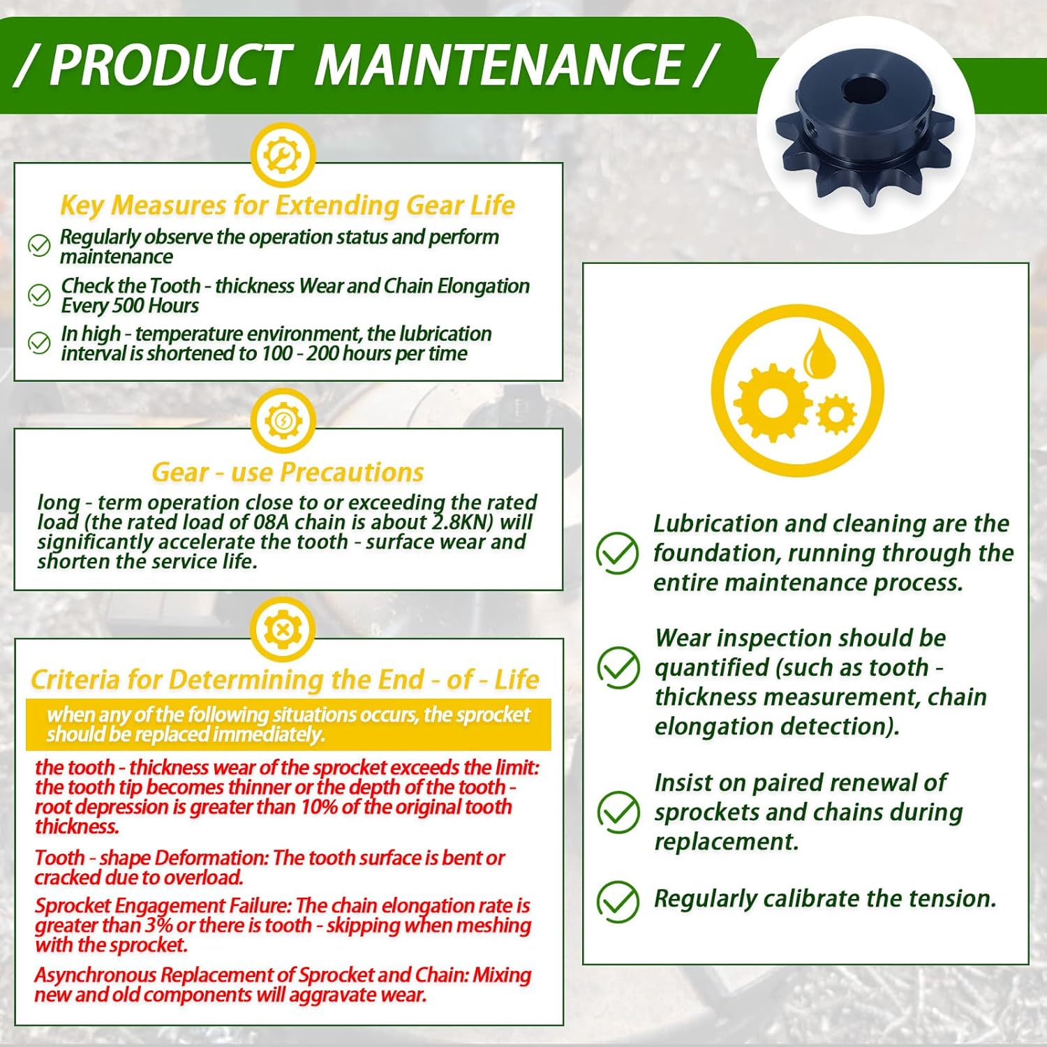 #40 Roller Chain Sprocket 36 Tooth 1" Bore (1/4" Keyway) Black Oxide Rust-Proof with 3 Set Screws for Go-Kart Mini Bike ATV Tractor Conveyor, Hardened 1045 Steel 40BS36-1 - Image 3