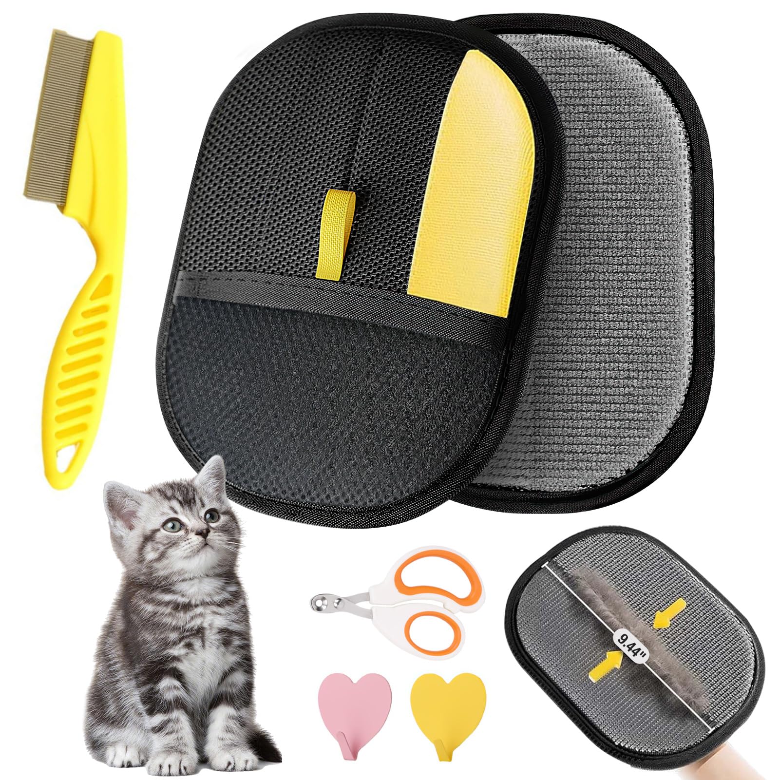 Gvwoye Pet Hair Removal Glove - Electrostatic Pet Hair Remover, Cat & Dog Hair Remover Tool for Couch, Furniture, Carpet, Car Seat, Curtain, Reusable